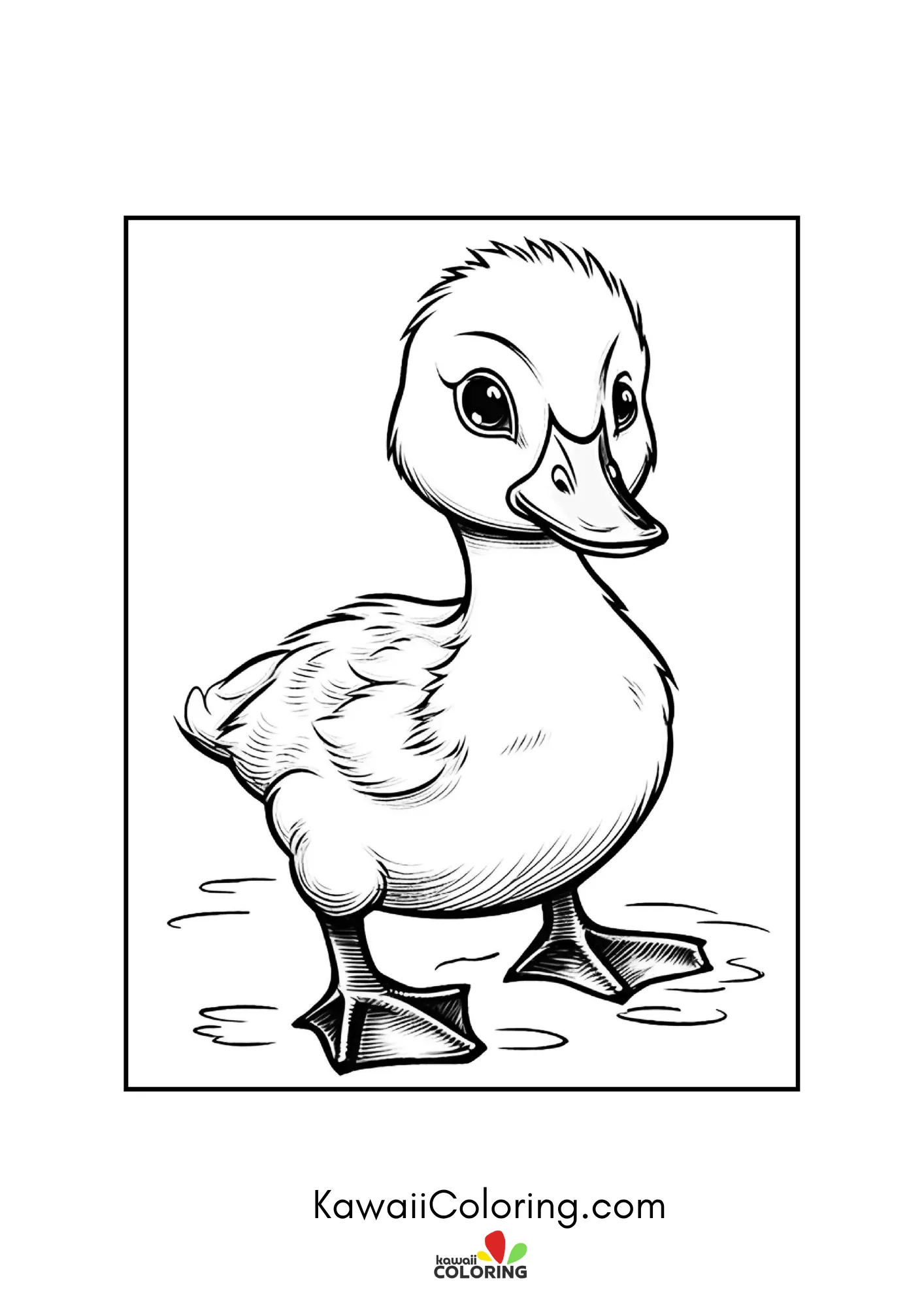 Duckling sitting with hearts and stars