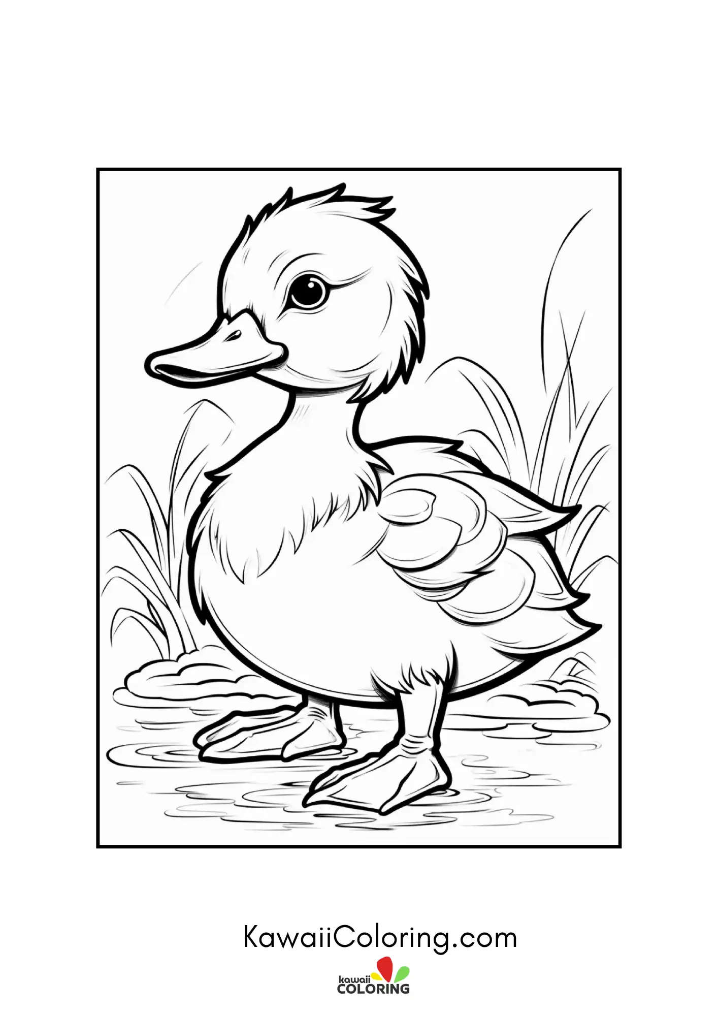 Duckling sitting with hearts and stars