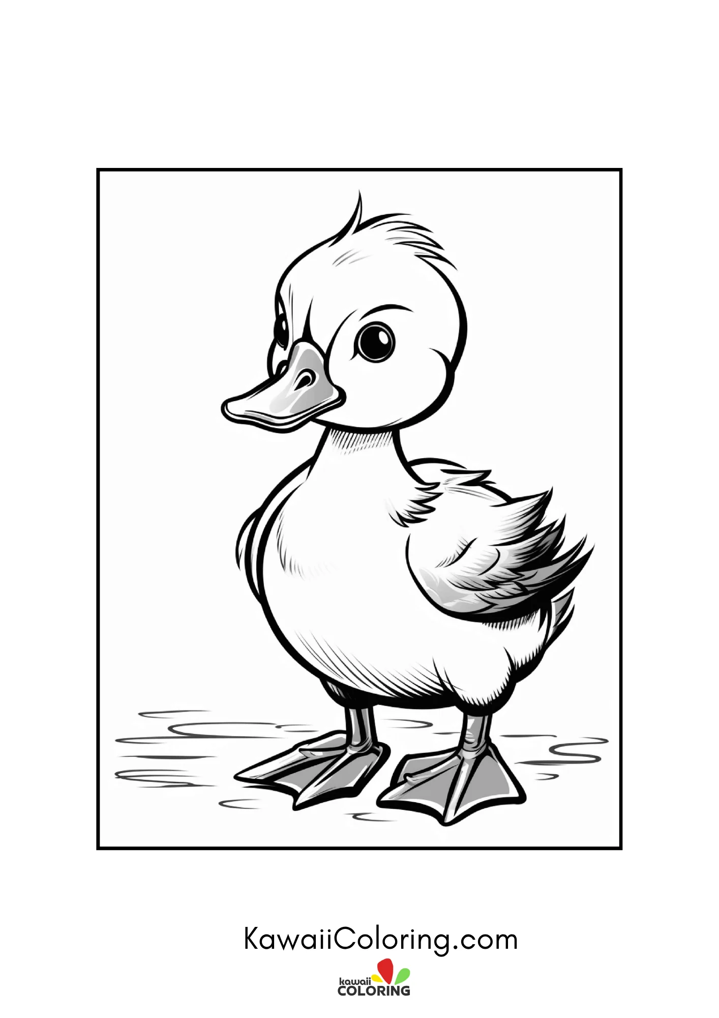 Duckling sitting with hearts and stars