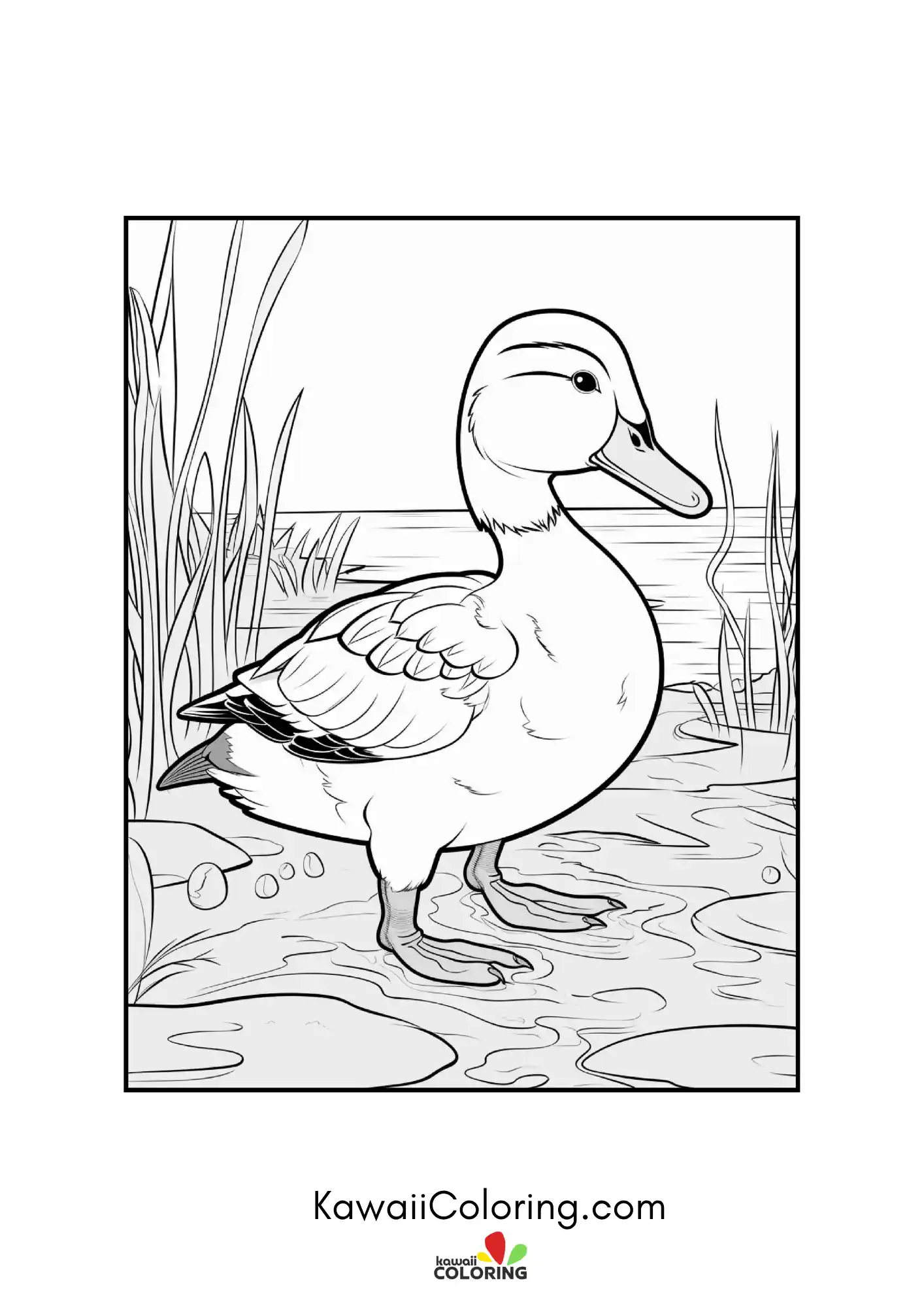 Happy duck in a simple nature scene