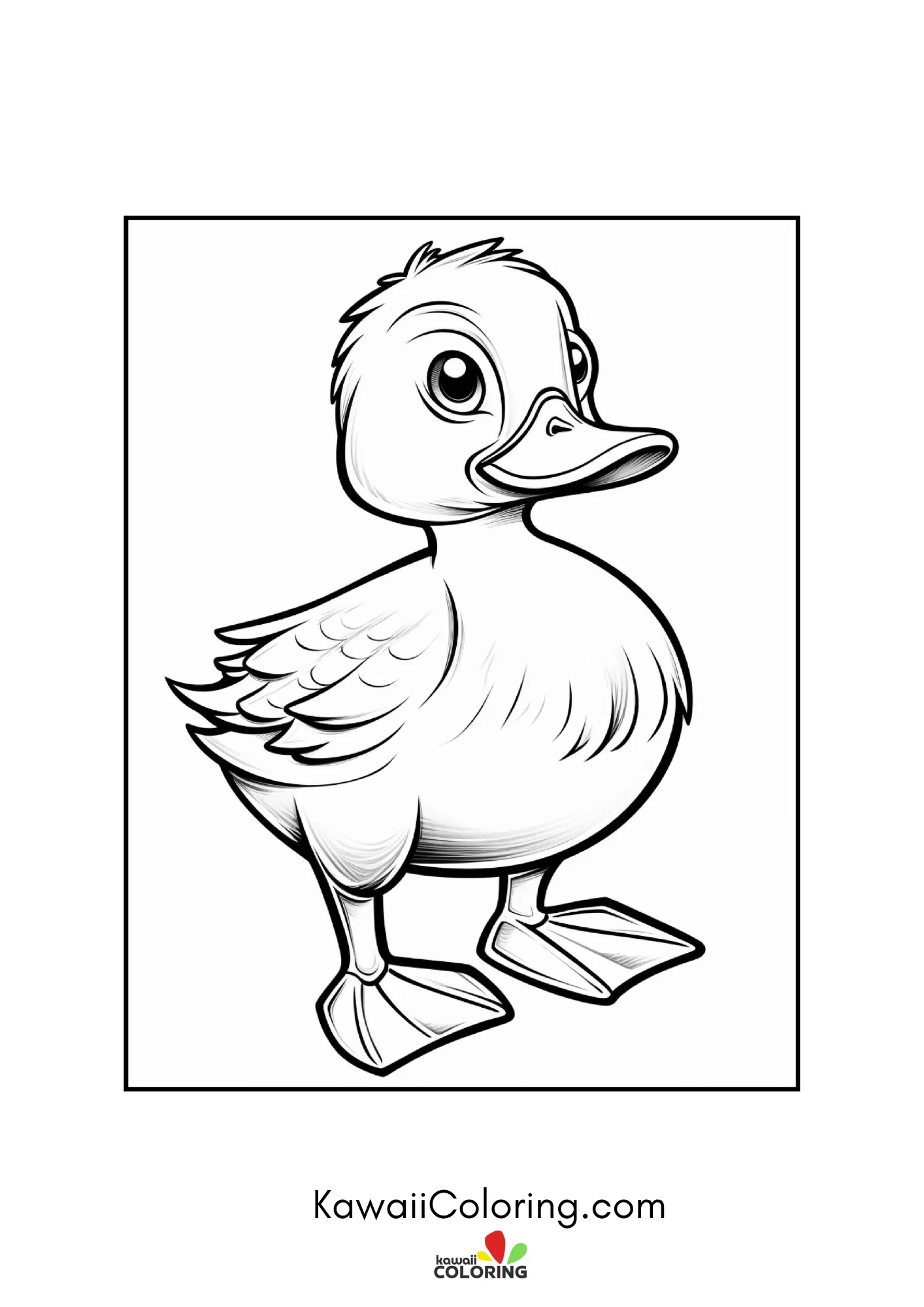 Smiling duck by water and flowers