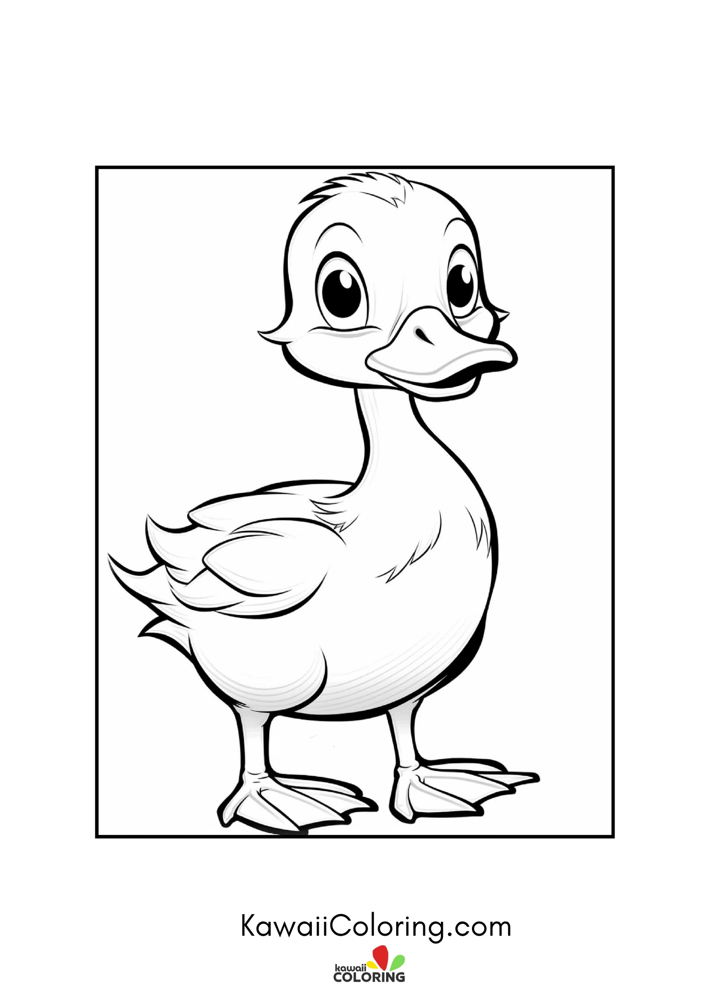 Kawaii duck with bubbles and plants