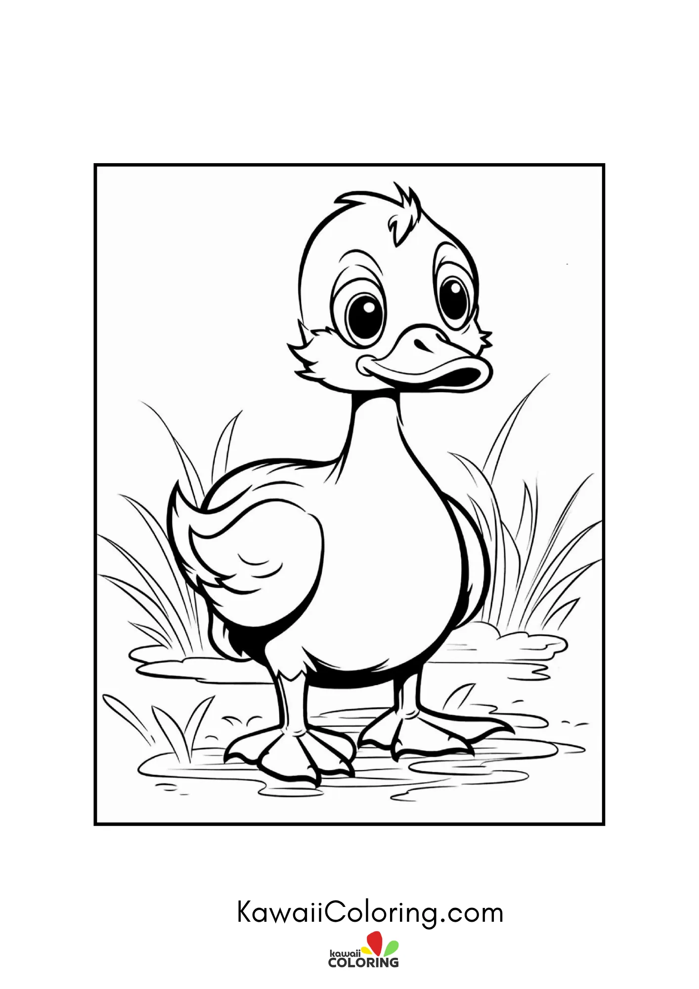Happy duck in a simple nature scene