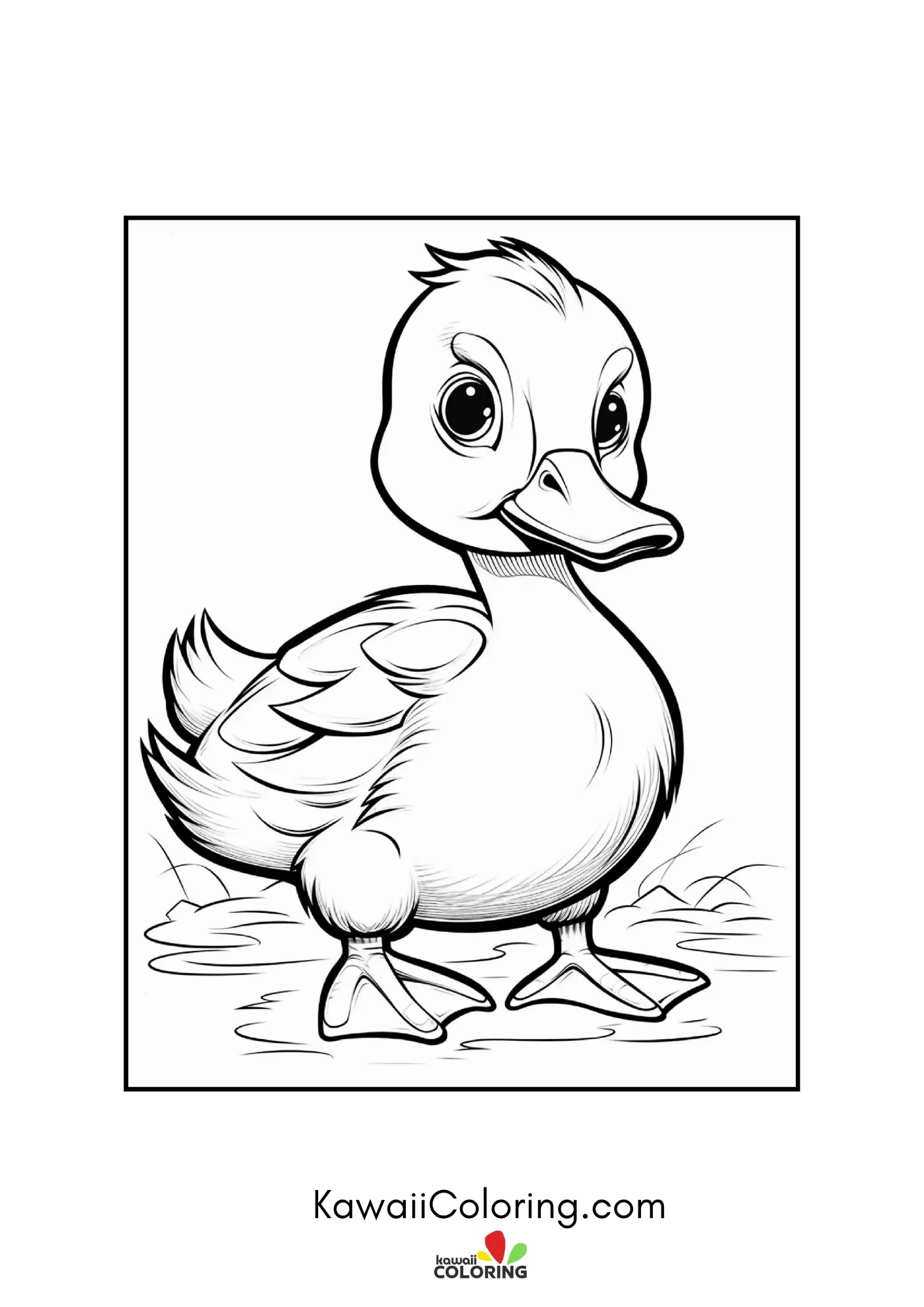 Cute duckling with pond details