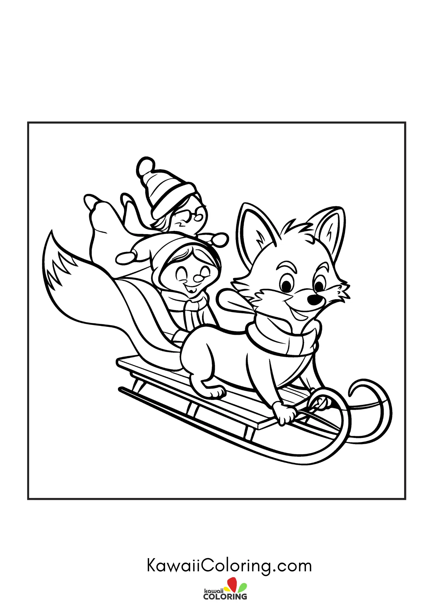 Smiling fox with leafy forest details