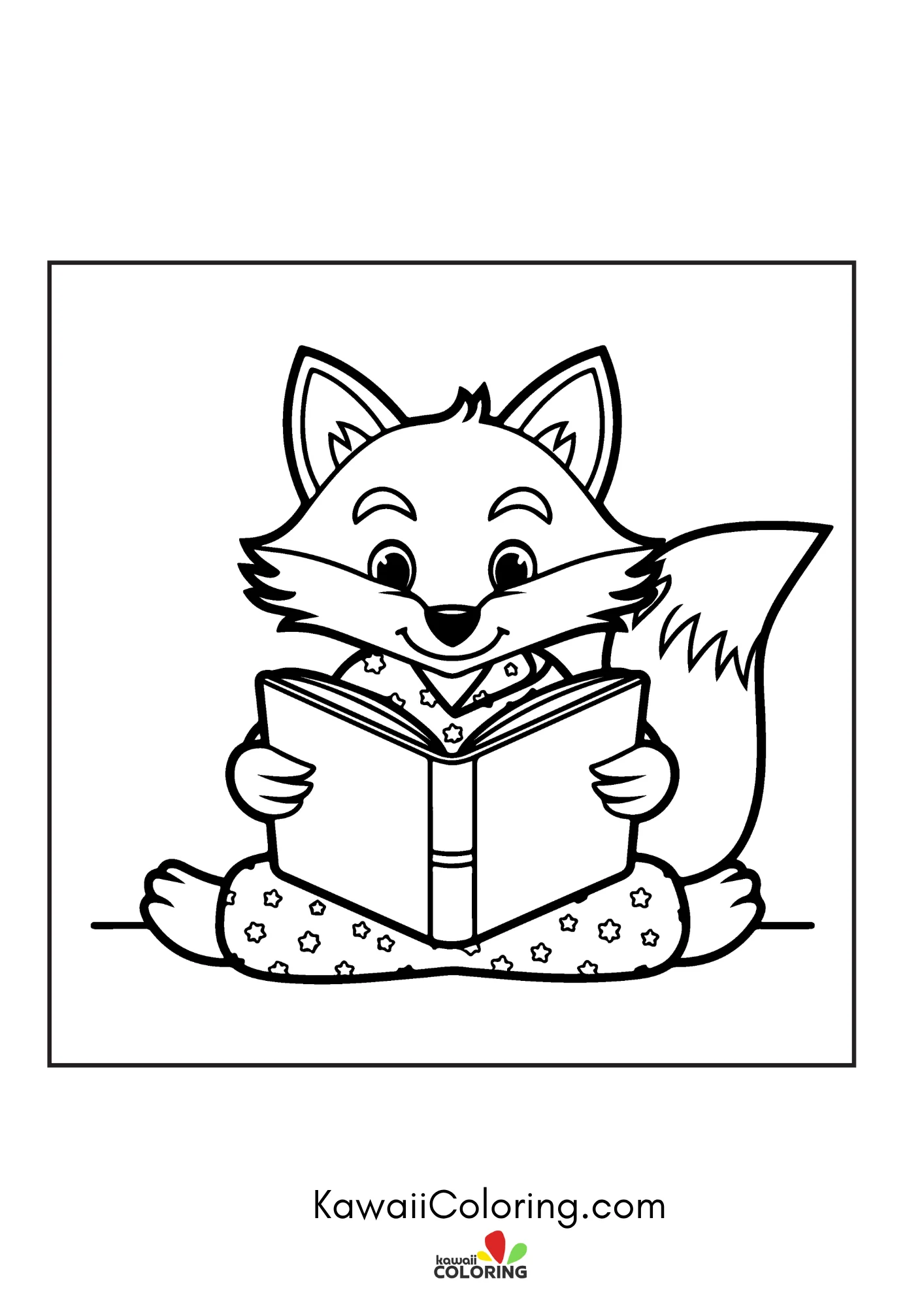 Cute fox sitting with flowers