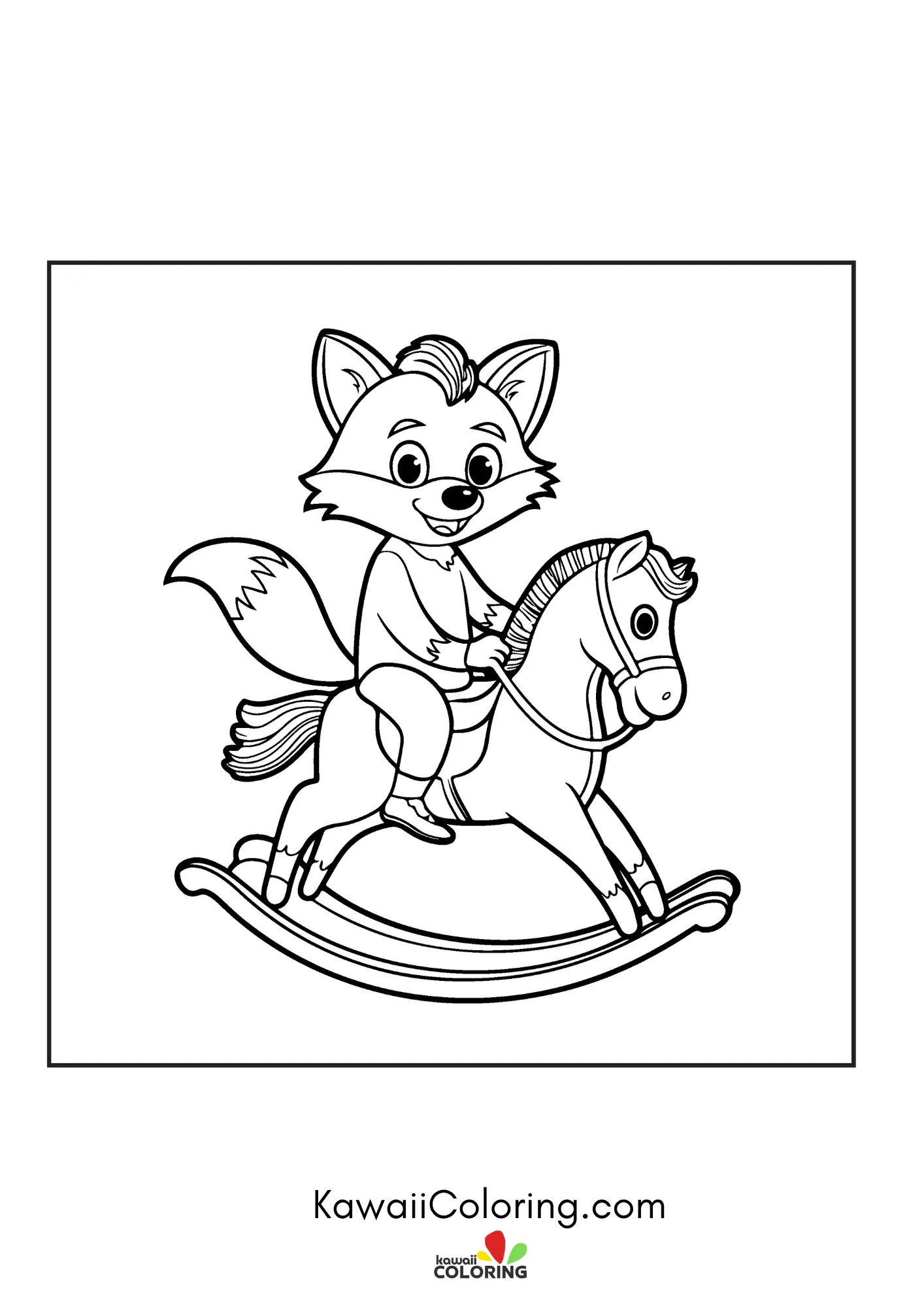 Fox cub with stars and simple plants