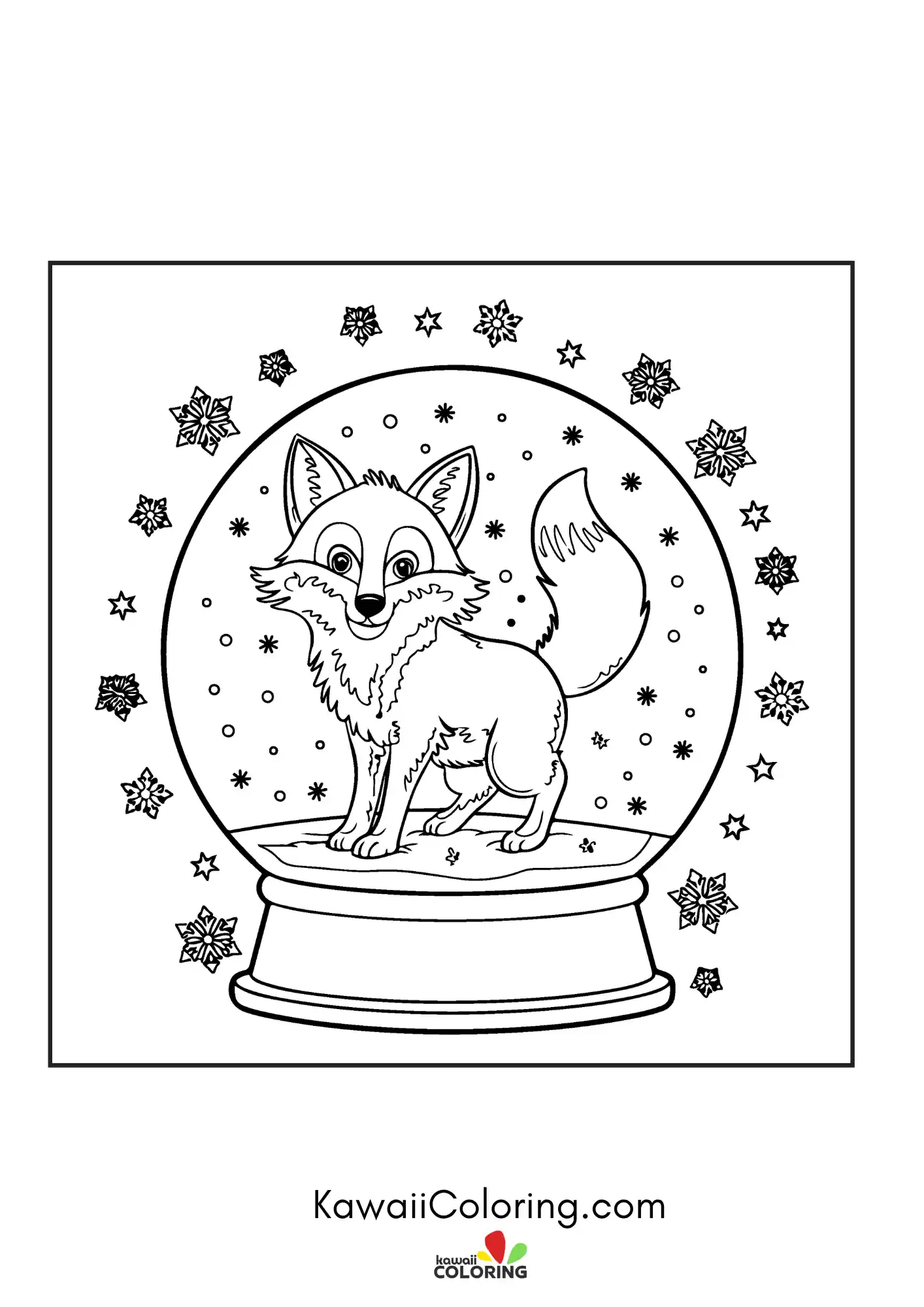Cute fox sitting with flowers