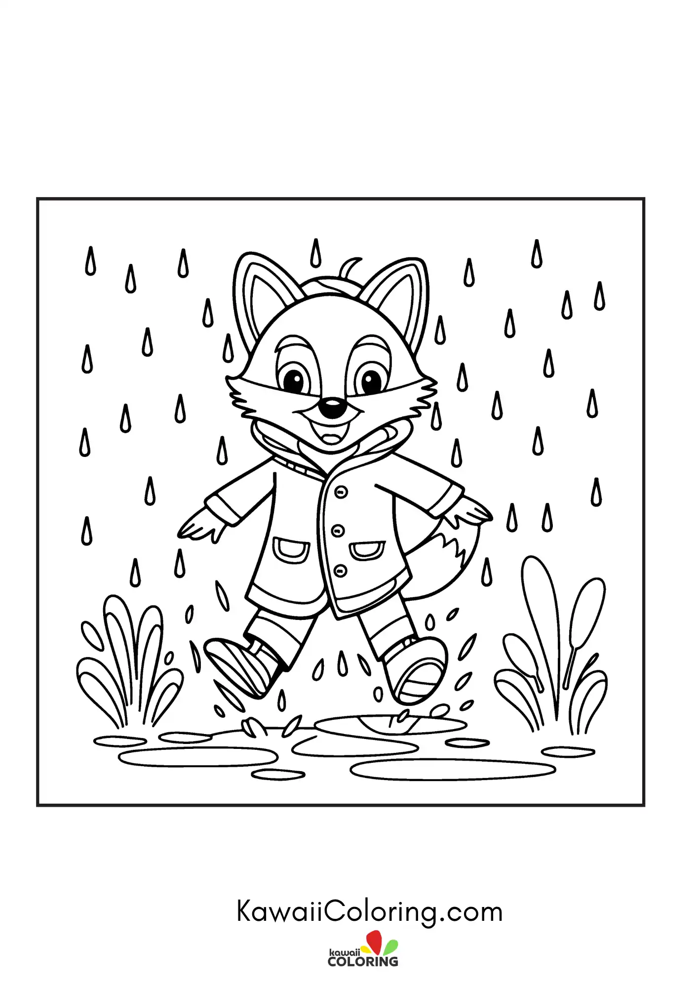 Smiling fox with leafy forest details