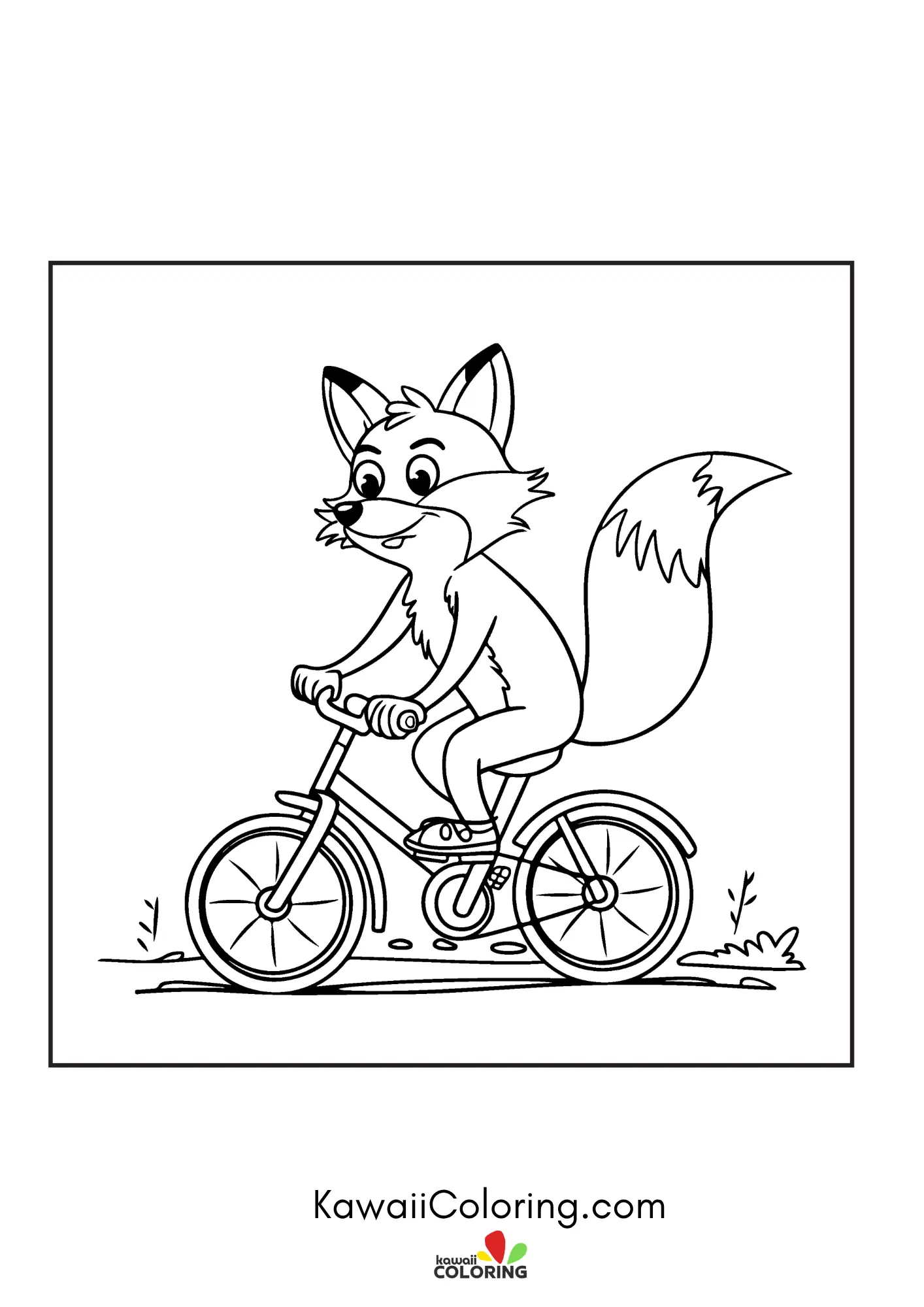 Smiling fox with leafy forest details