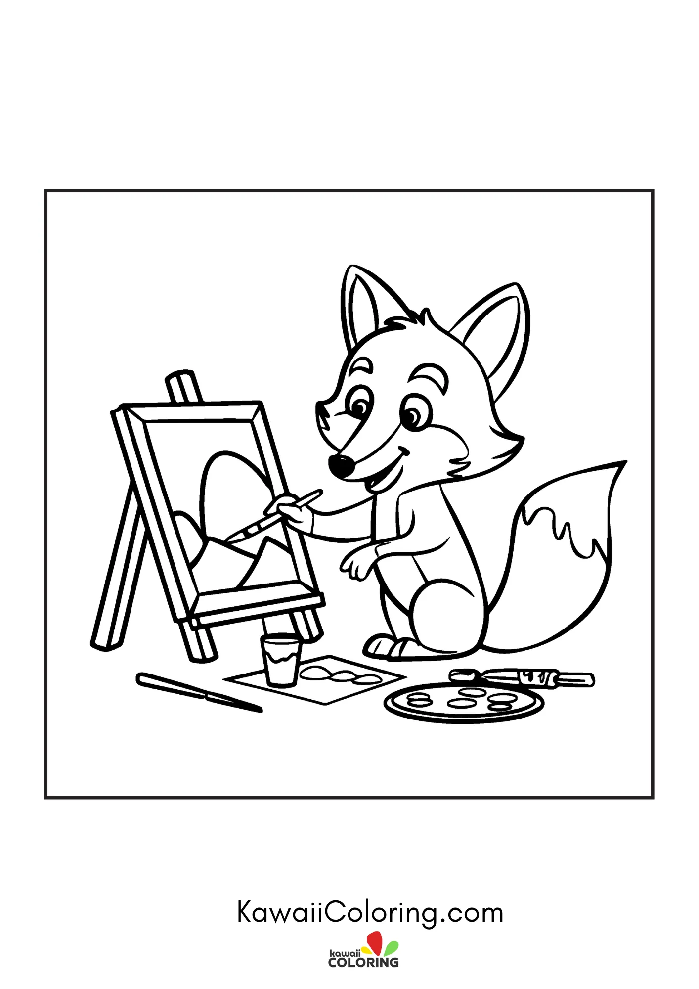 Smiling fox with leafy forest details