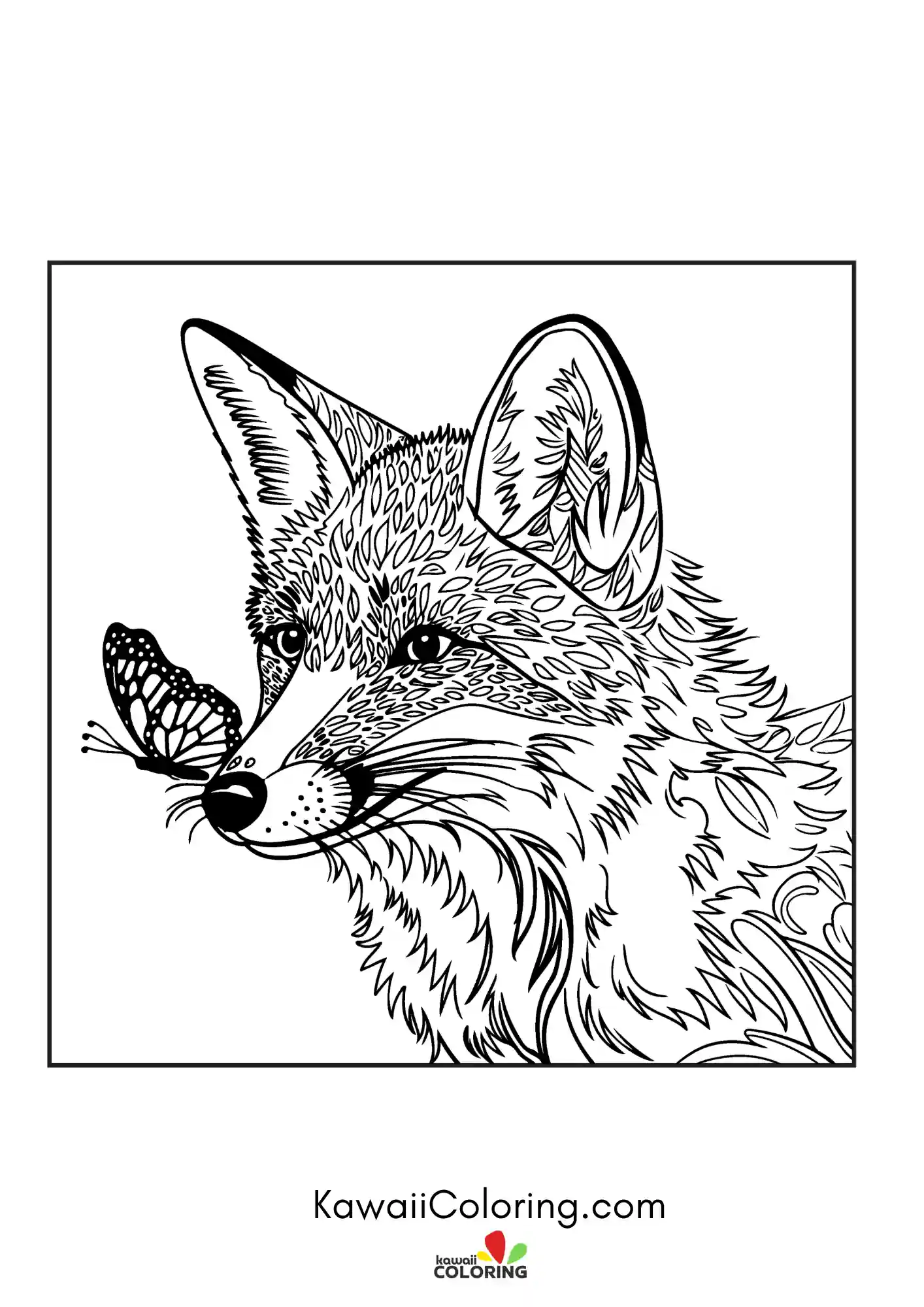 Fox cub with stars and simple plants