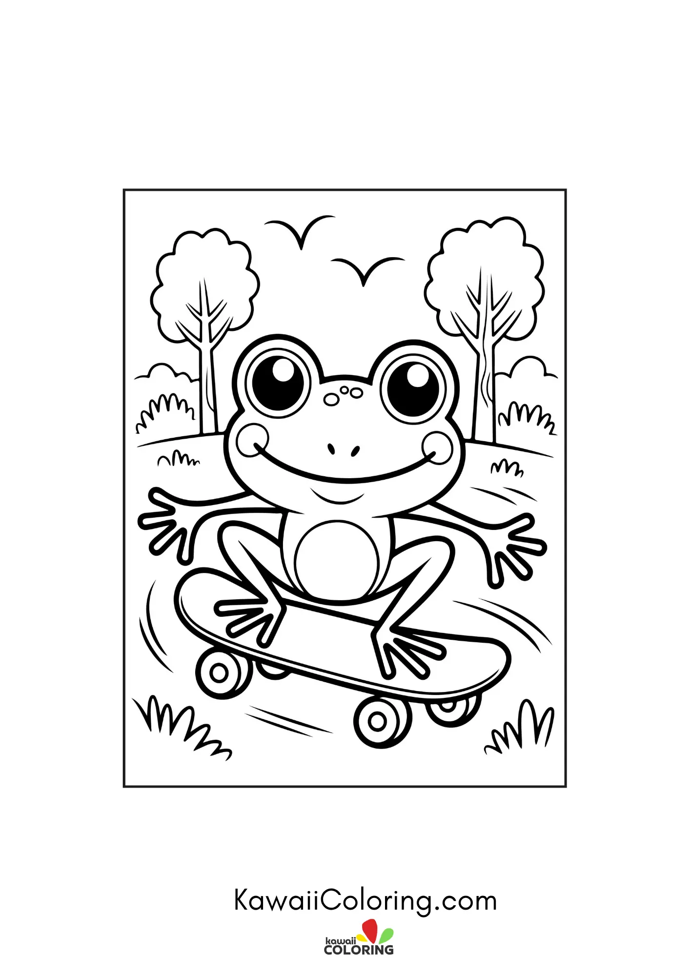 Frog face with simple nature details