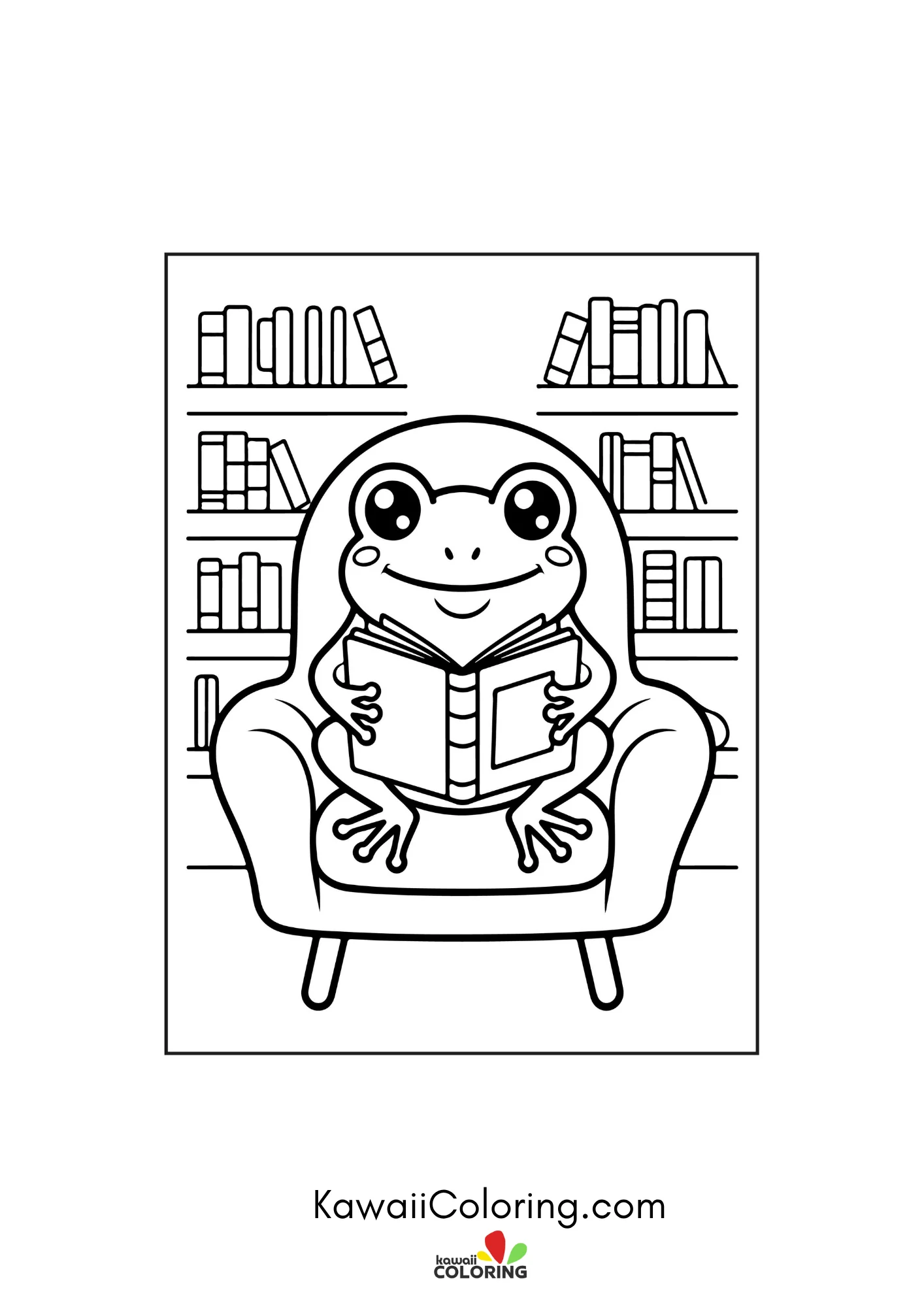 Kawaii frog surrounded by flowers