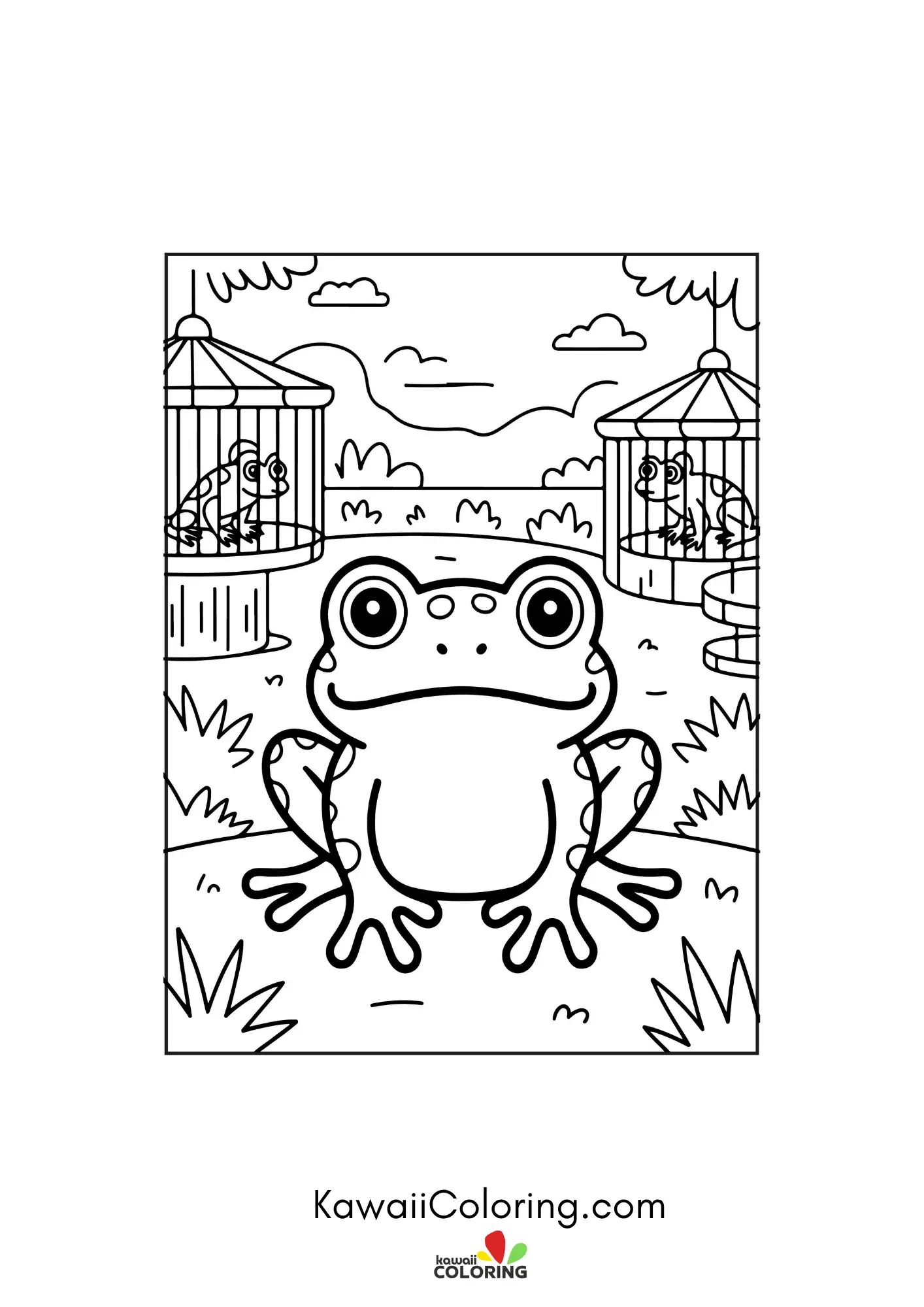 Frog face with simple nature details