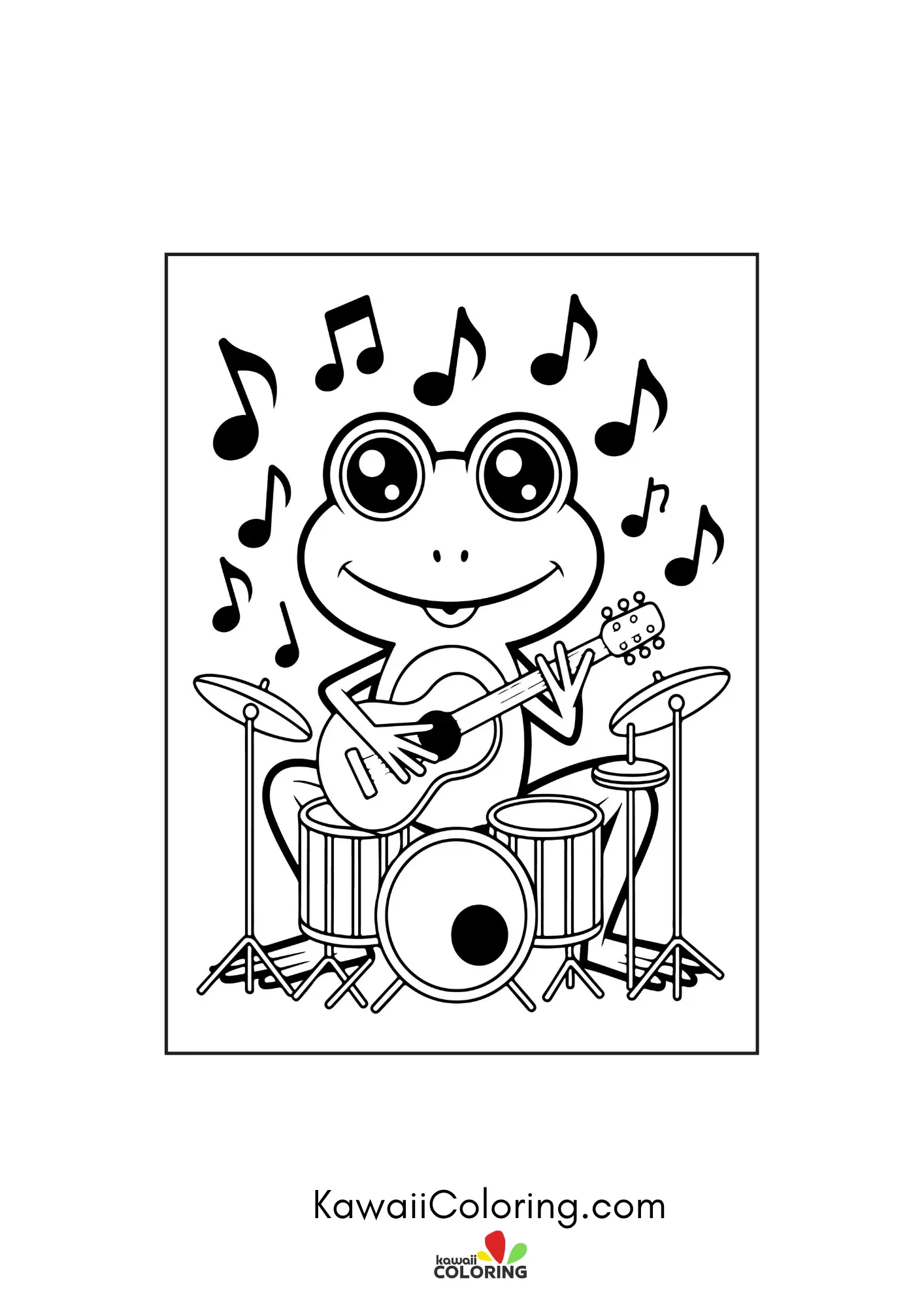 Smiling frog with pond plants