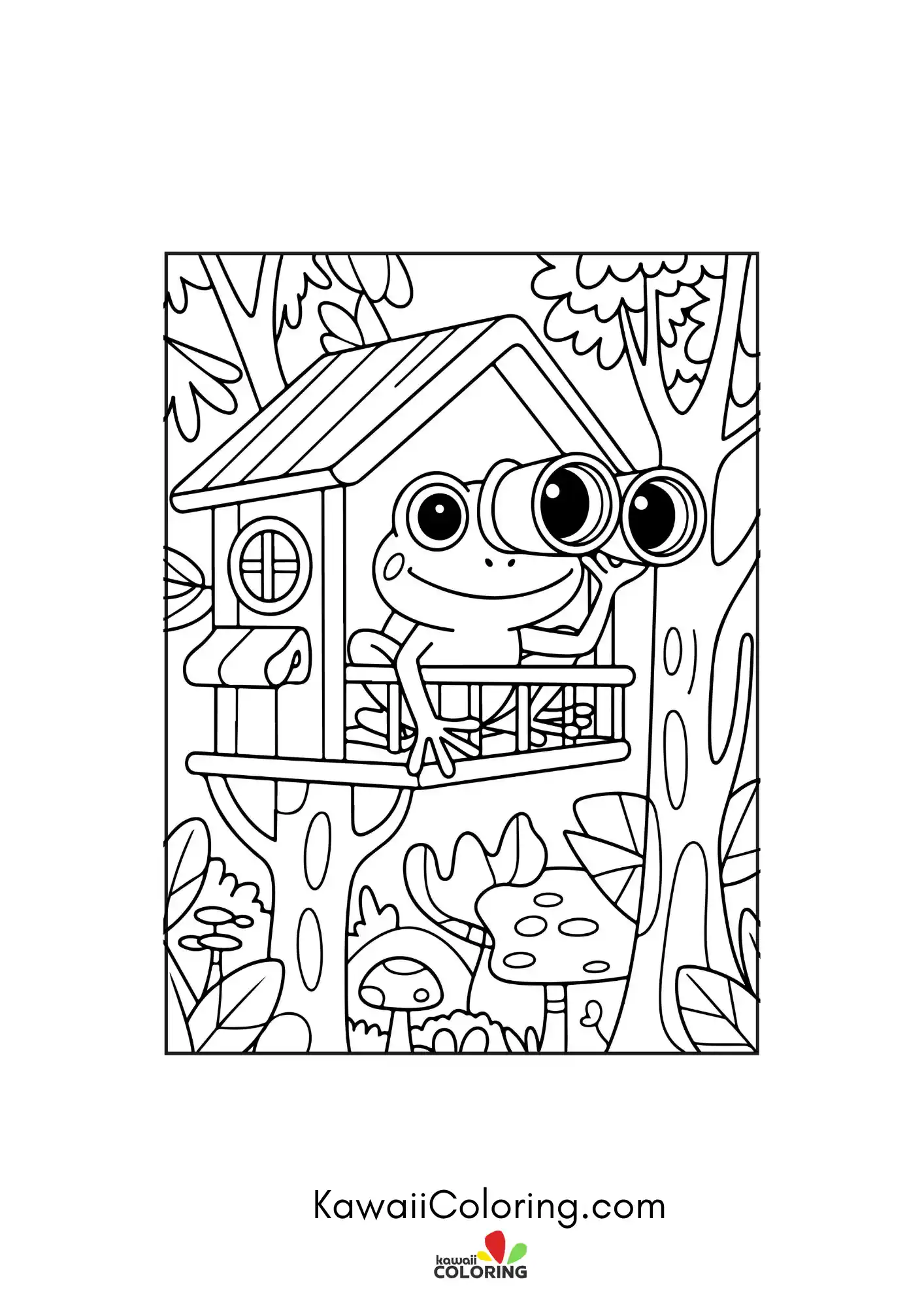 Frog face with simple nature details