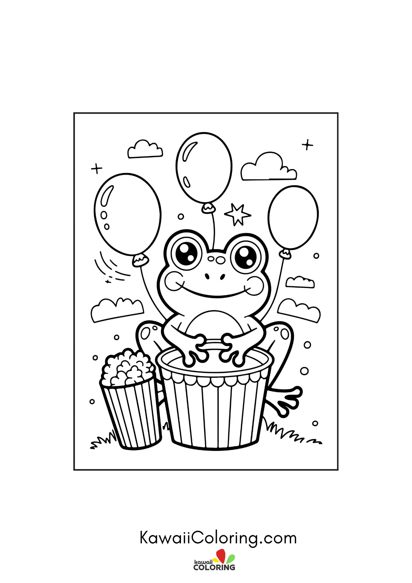 Cute frog sitting on a lily pad