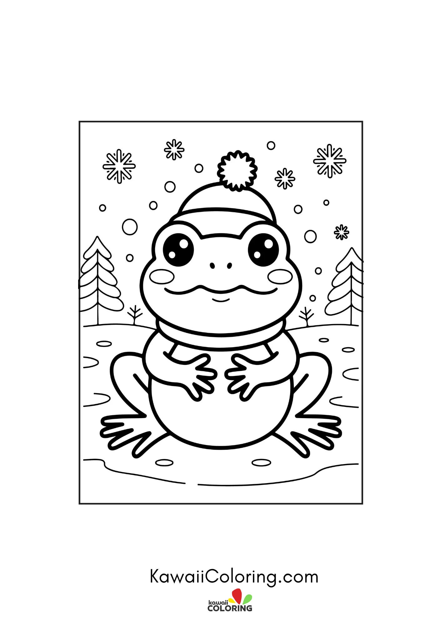 Frog face with simple nature details