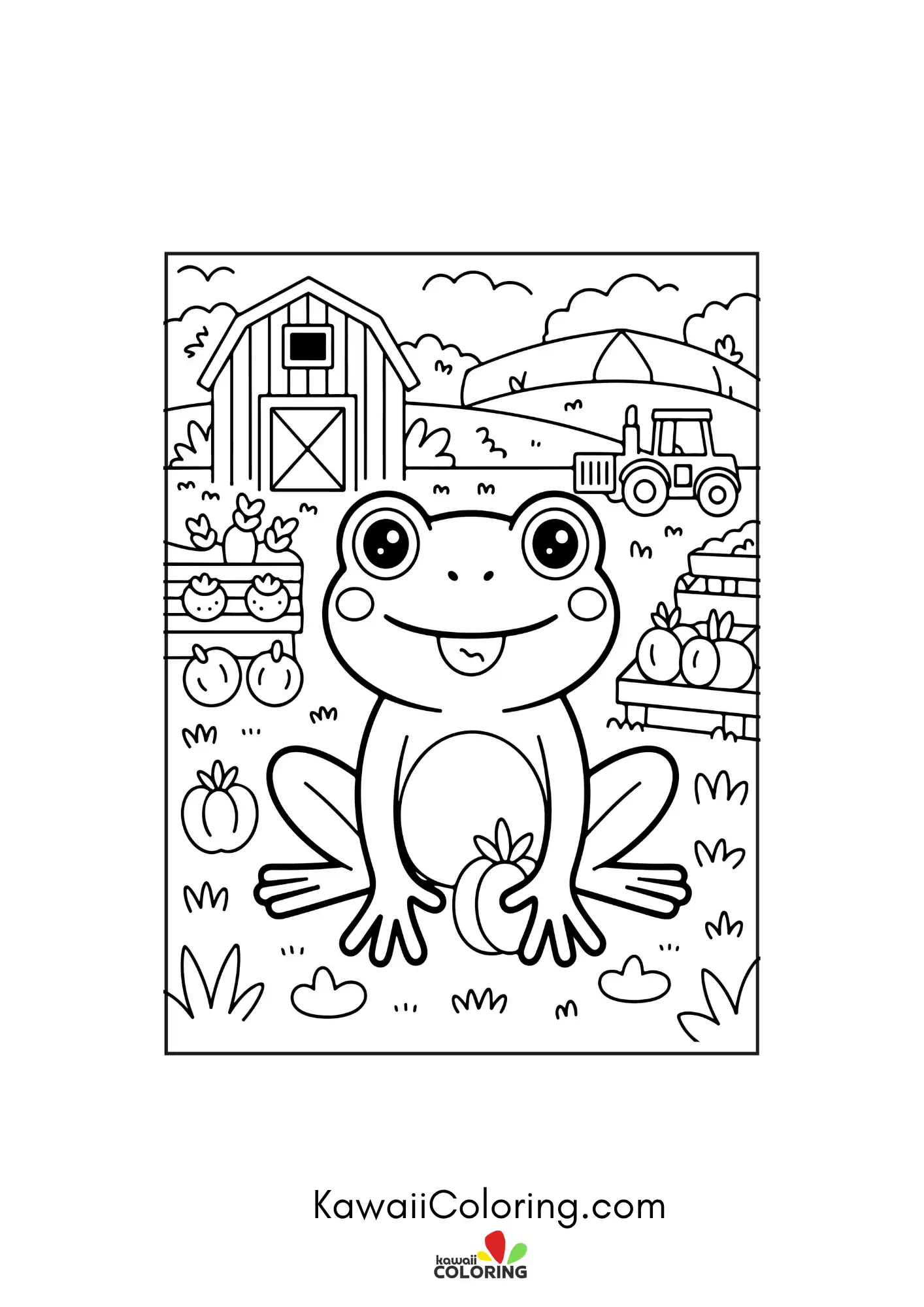 Frog face with simple nature details