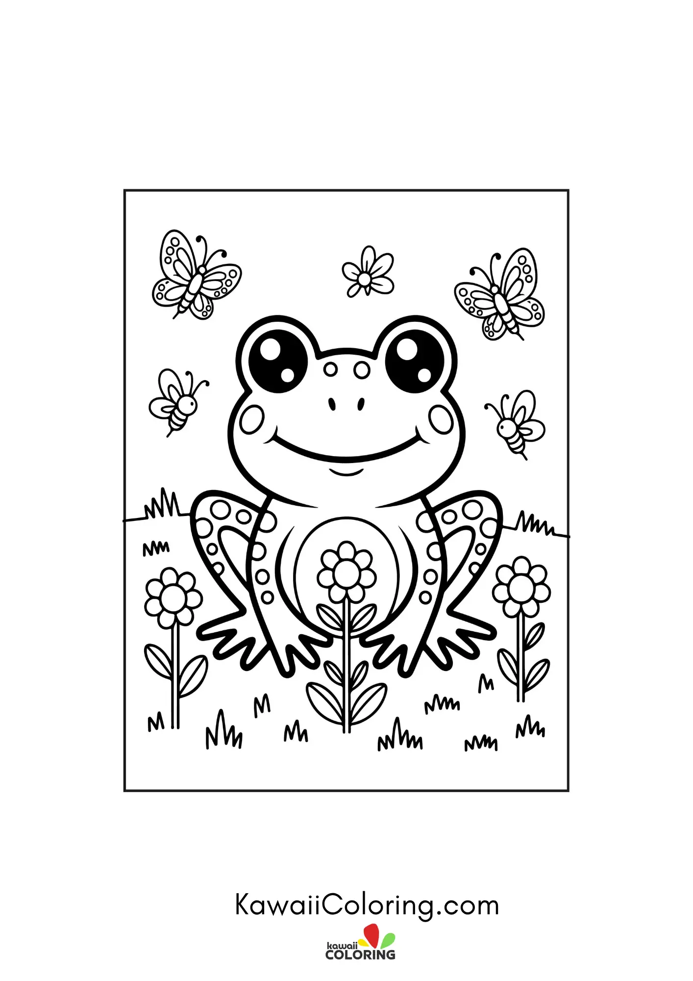 Cute frog sitting on a lily pad