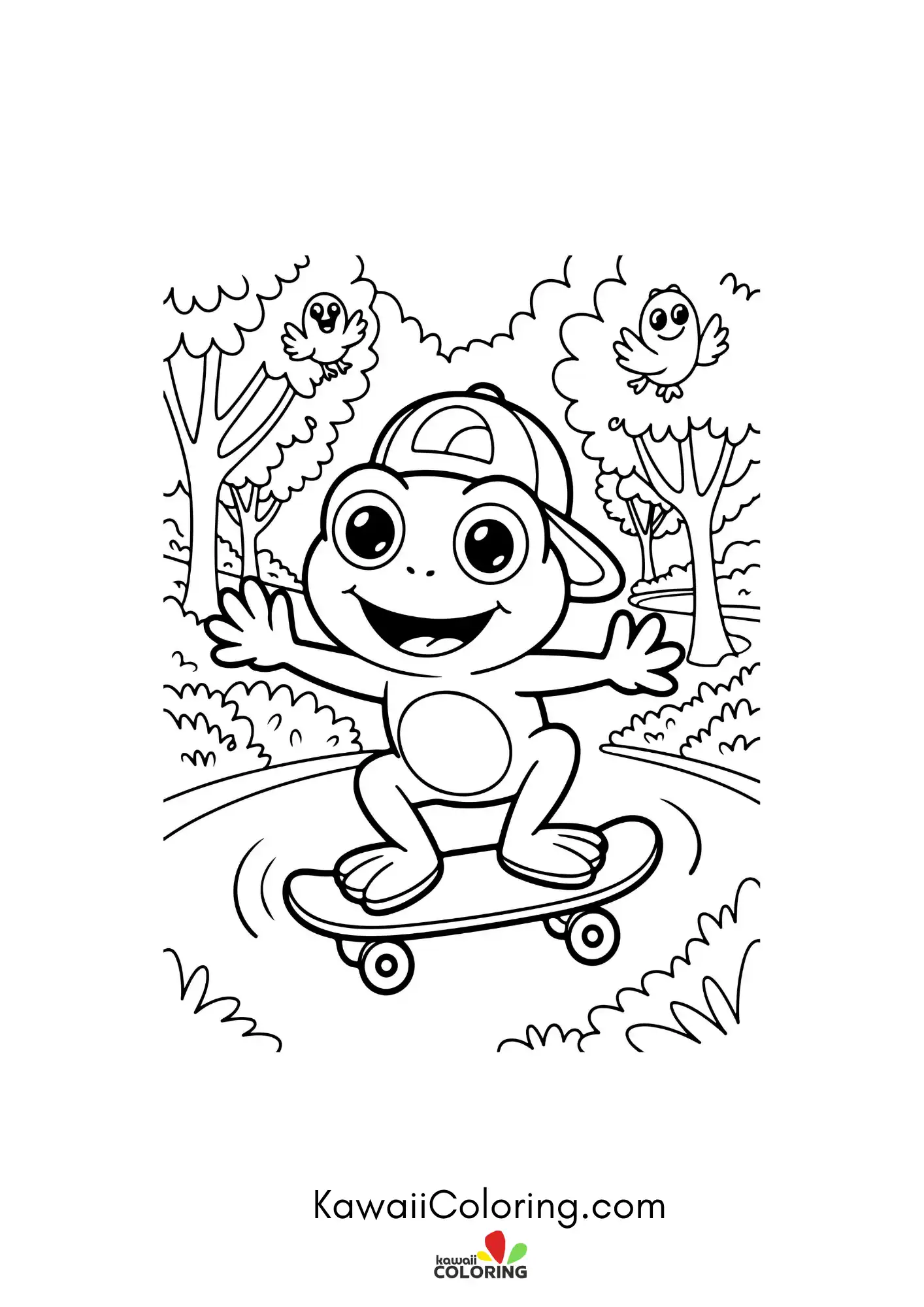 Cute frog sitting on a lily pad