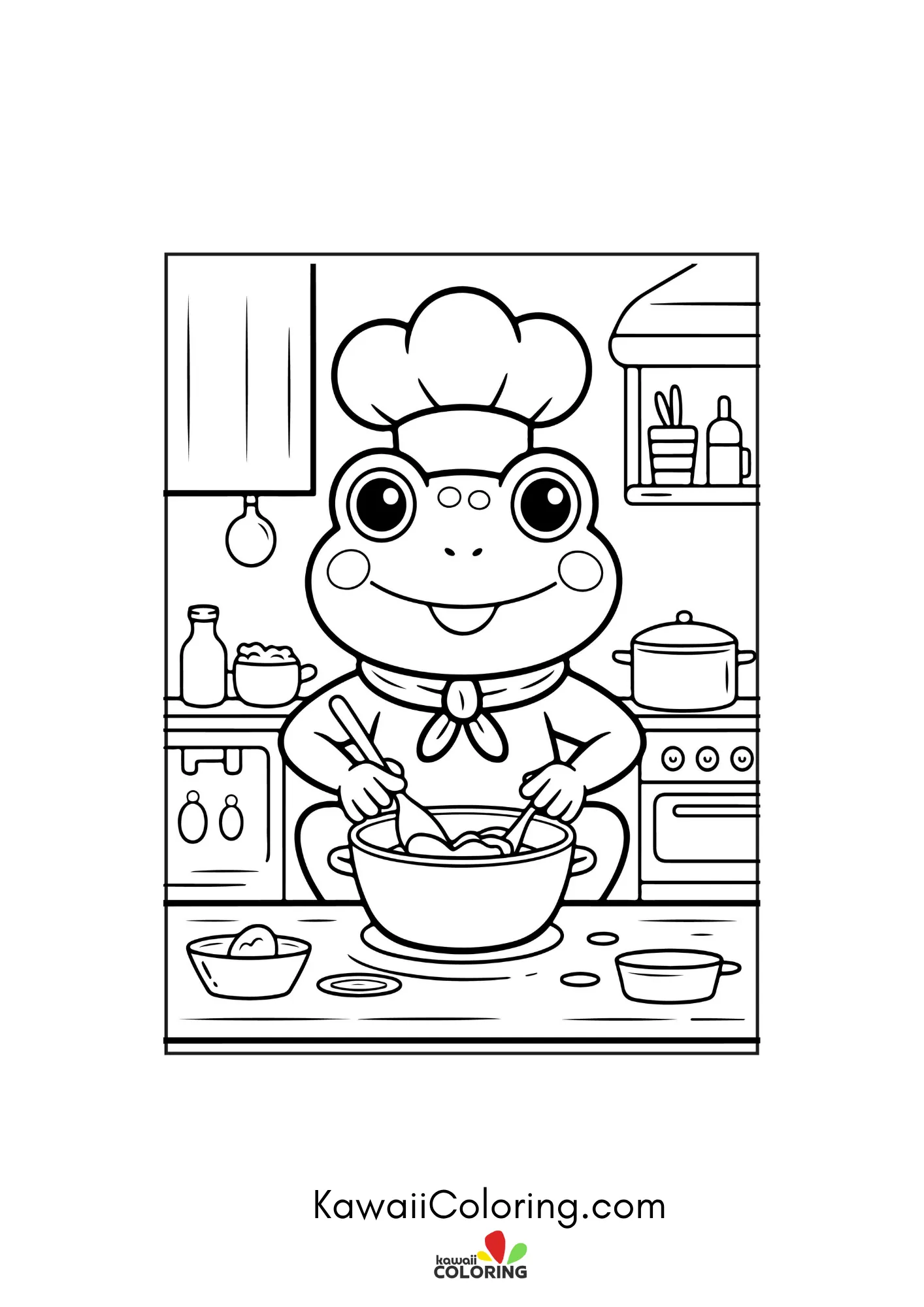 Smiling frog with pond plants