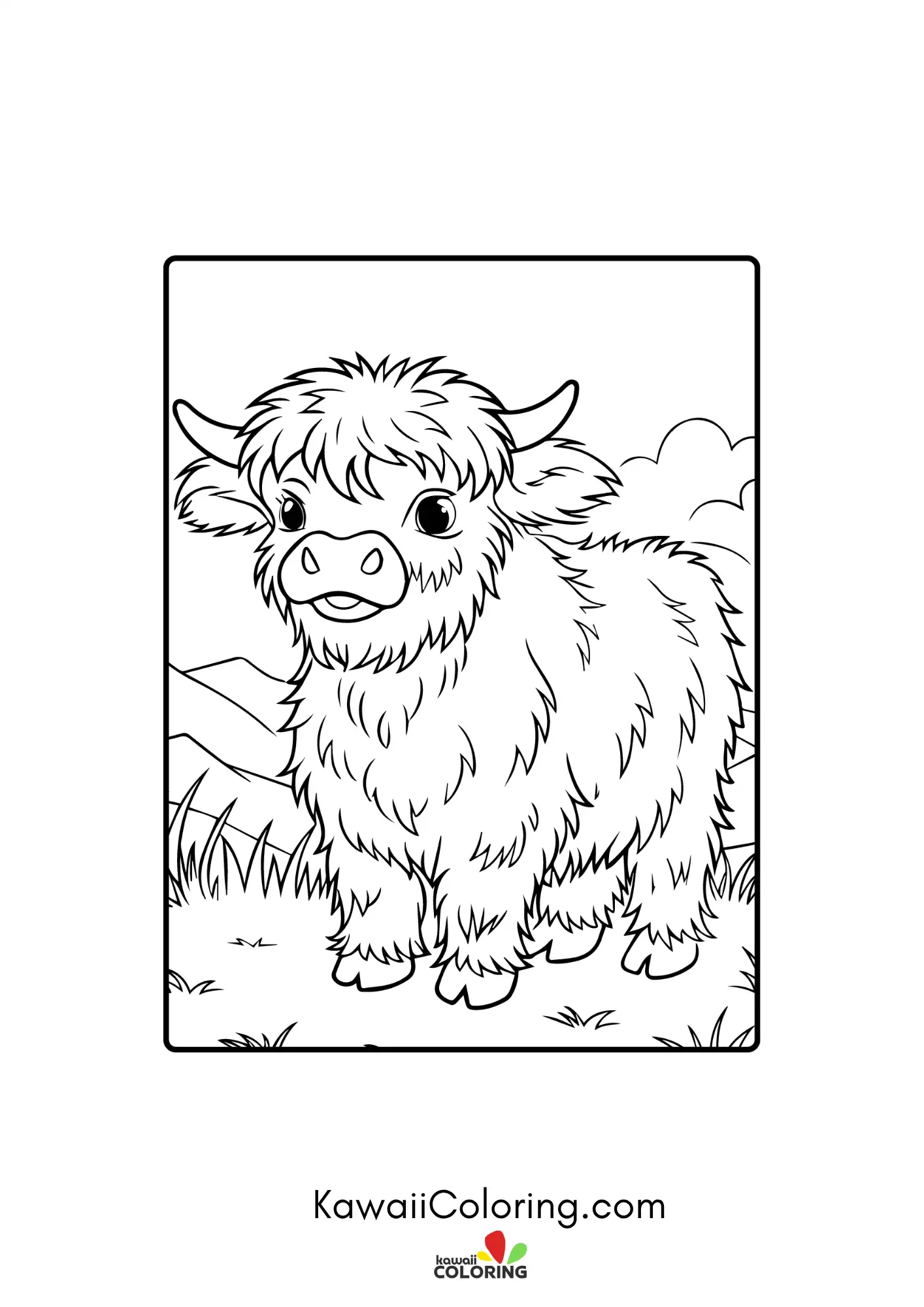 Cute highland cow with shaggy hair