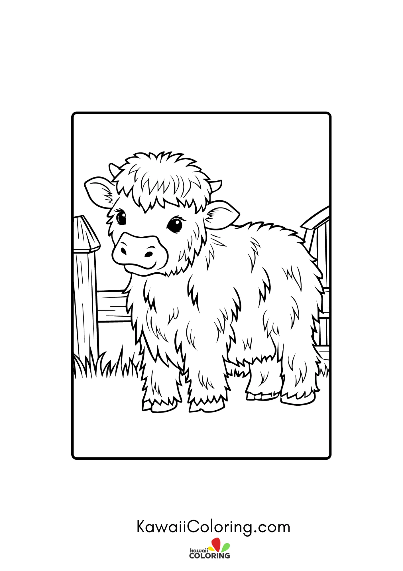 Fluffy highland cow face with horns