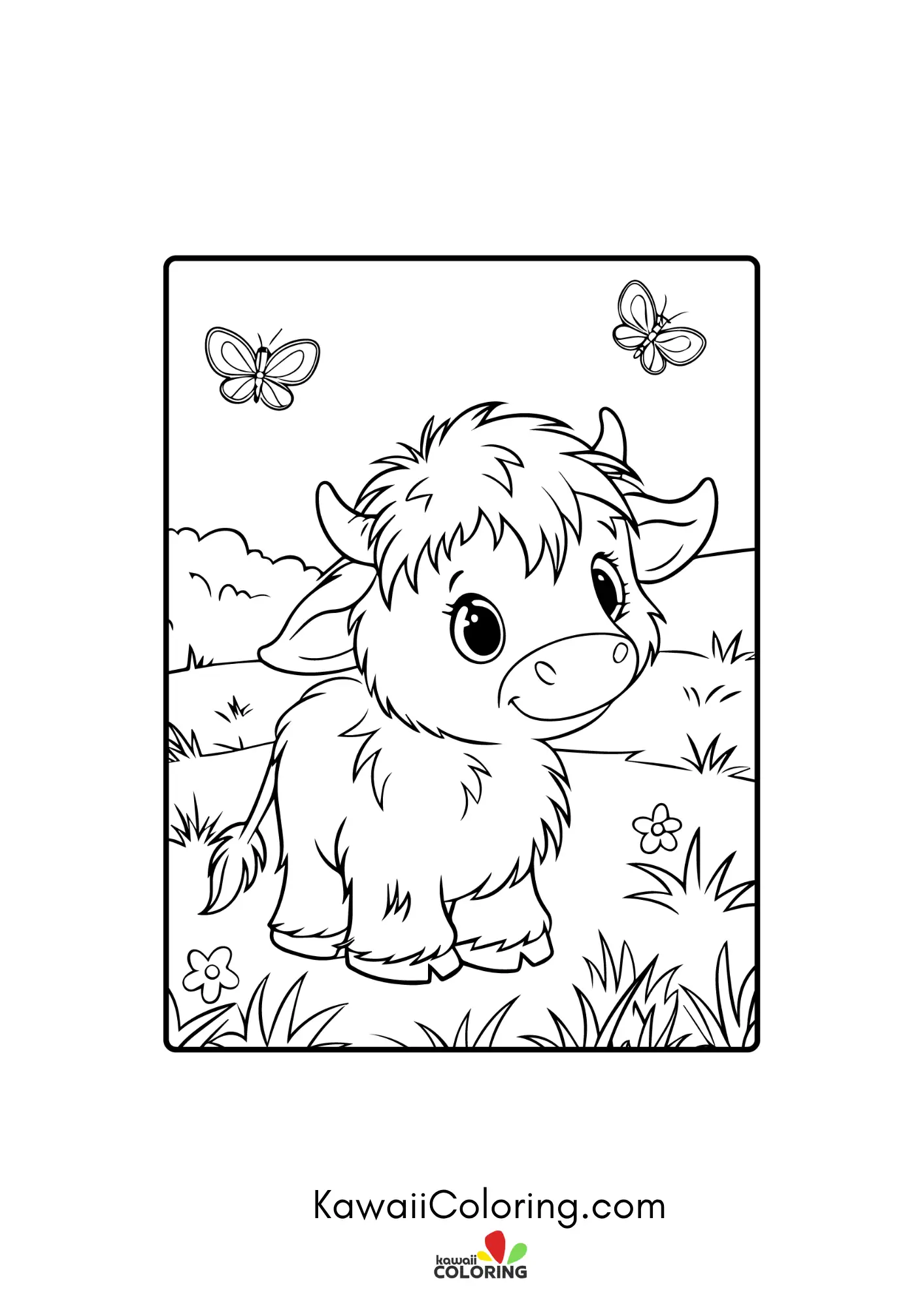 Cute highland cow with shaggy hair