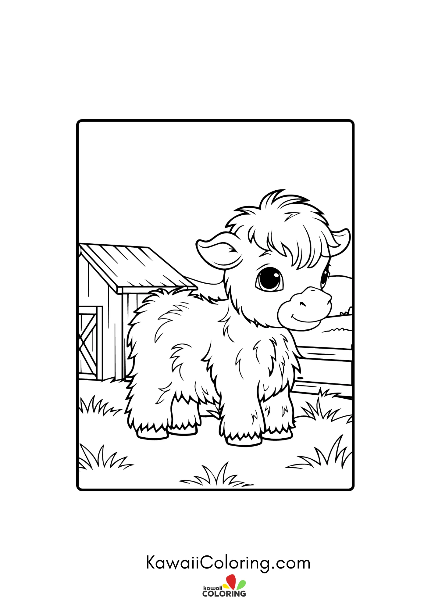 Fluffy highland cow face with horns