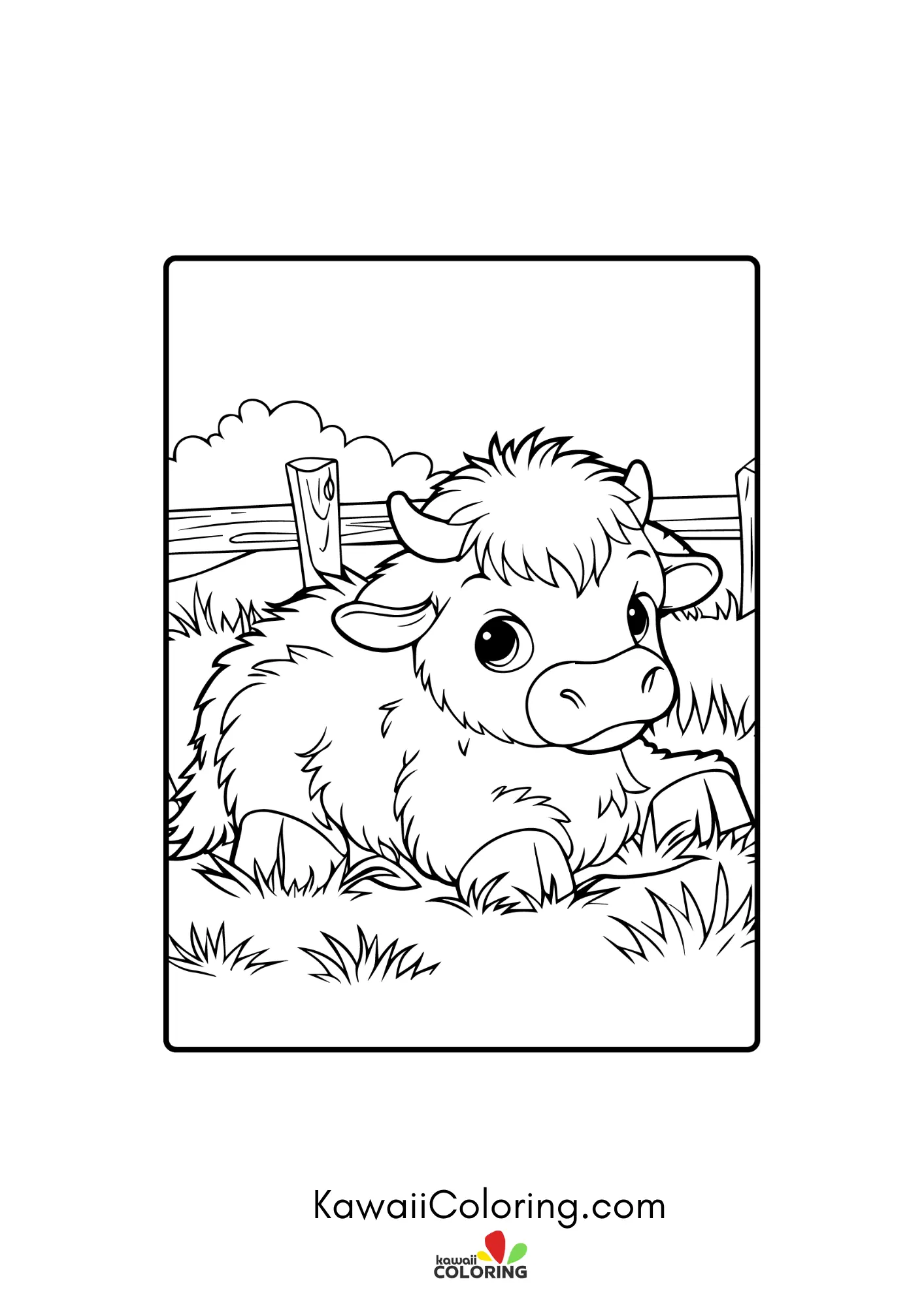 Fluffy highland cow face with horns