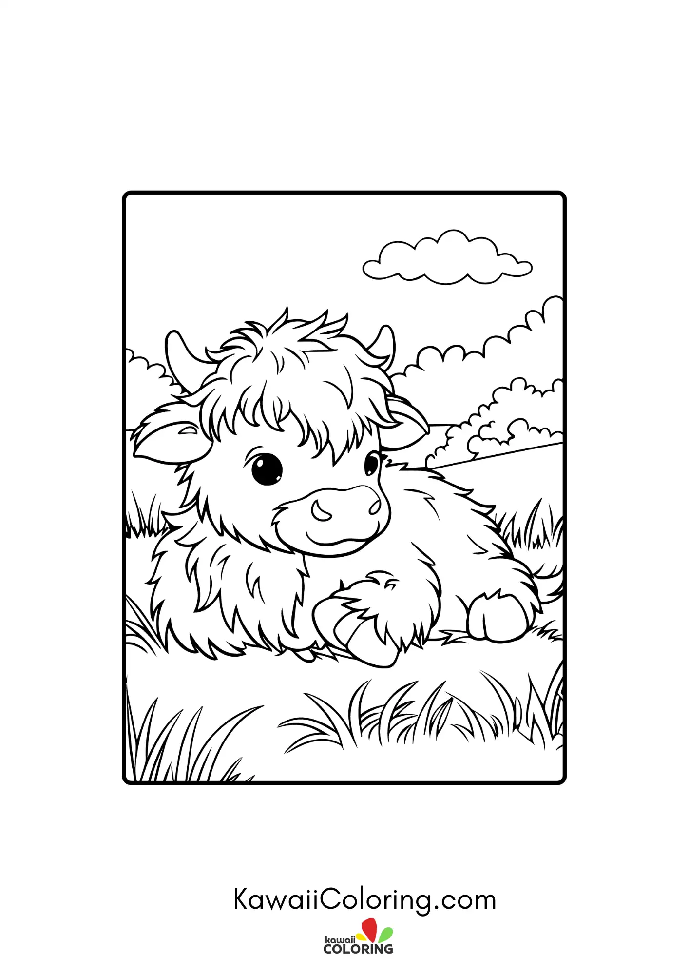 Cute highland cow with shaggy hair