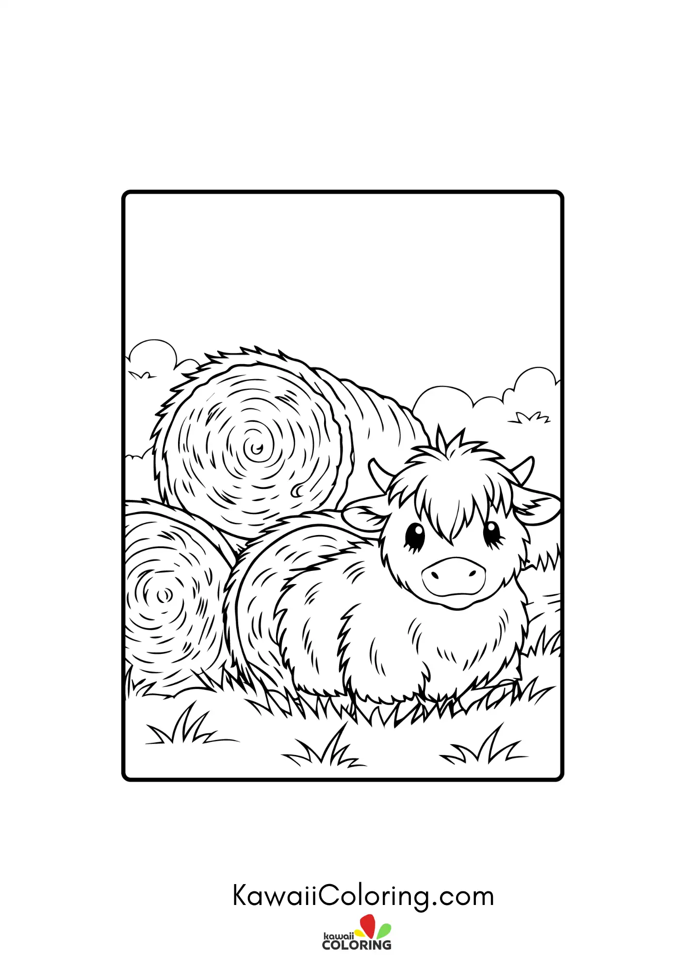 Cute highland cow with shaggy hair