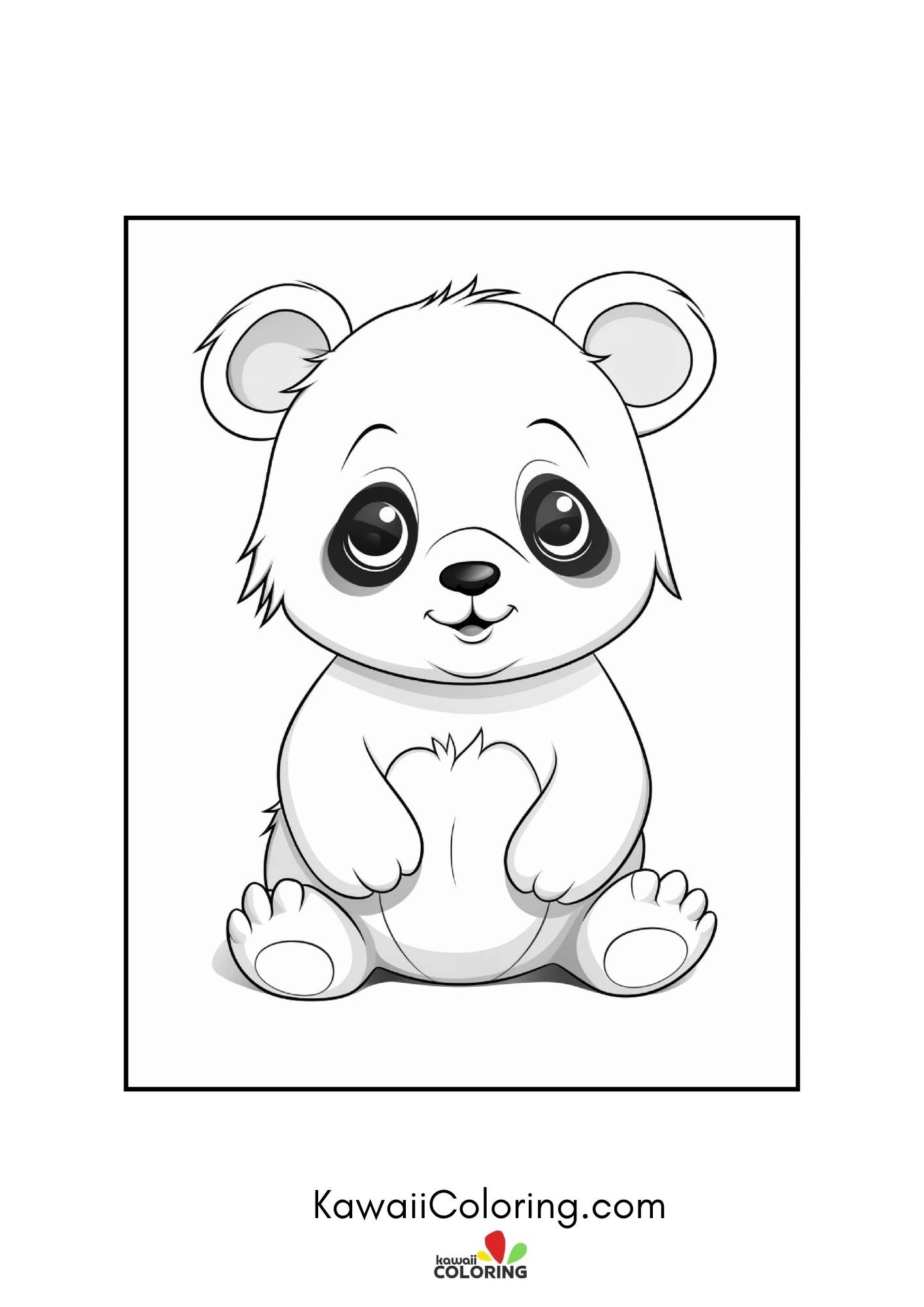 Round panda face with simple nature details
