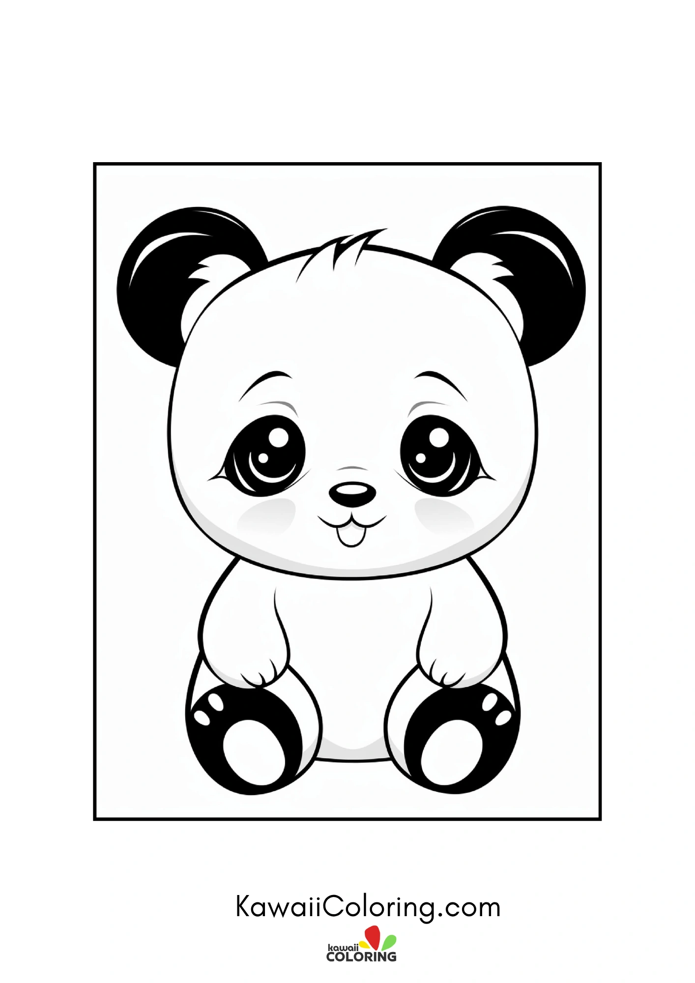Kawaii panda holding bamboo shoots