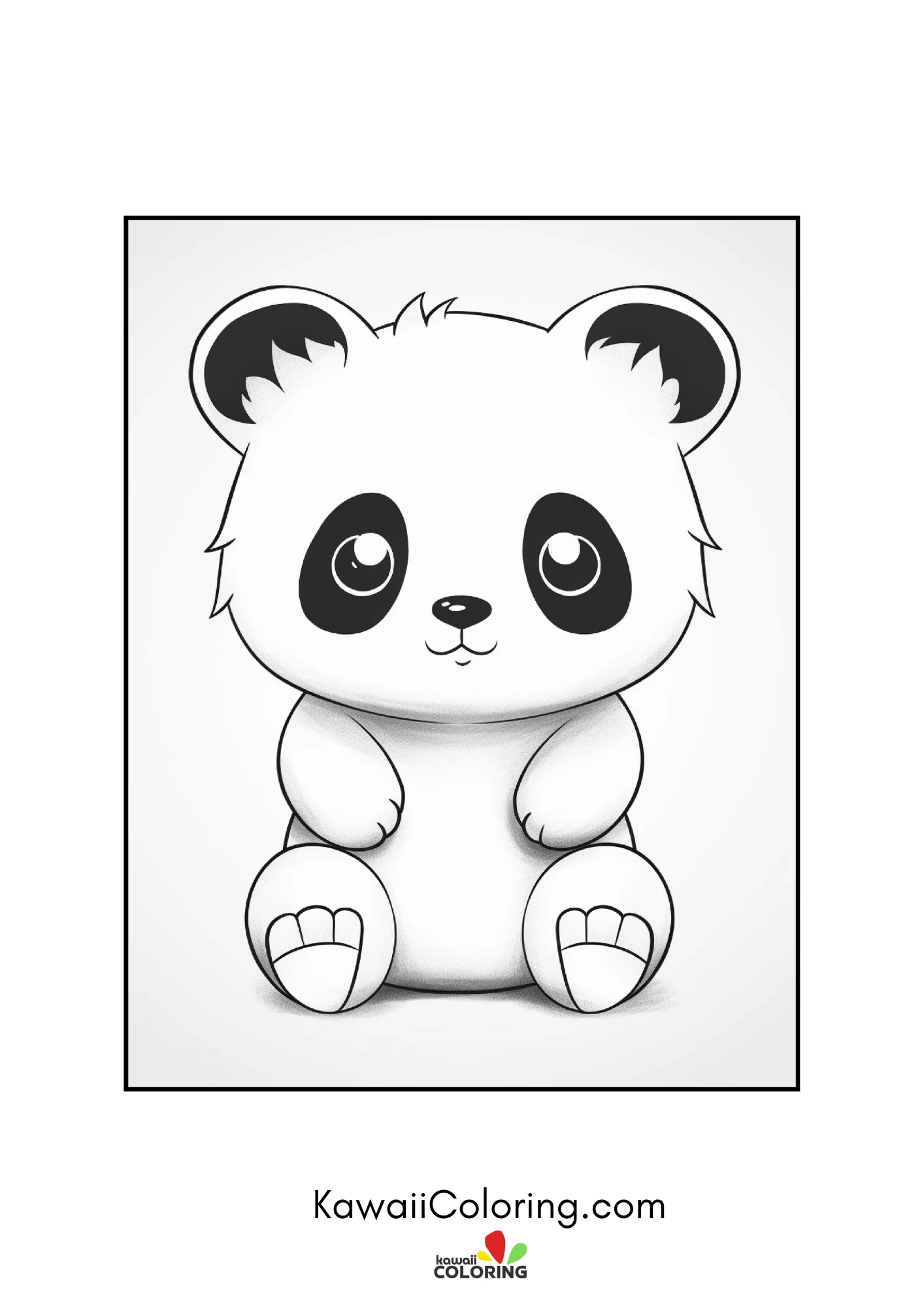Round panda face with simple nature details