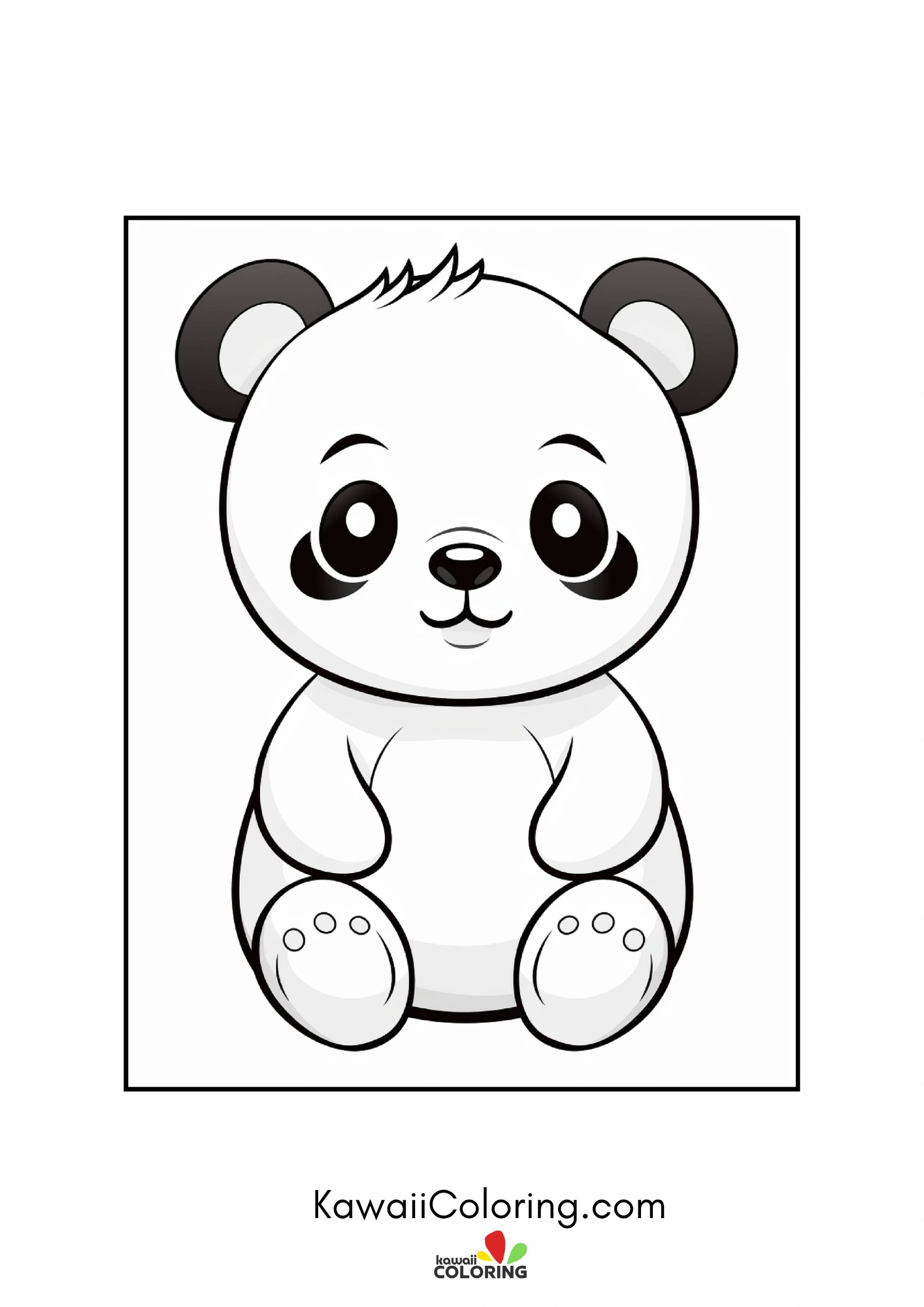 Round panda face with simple nature details