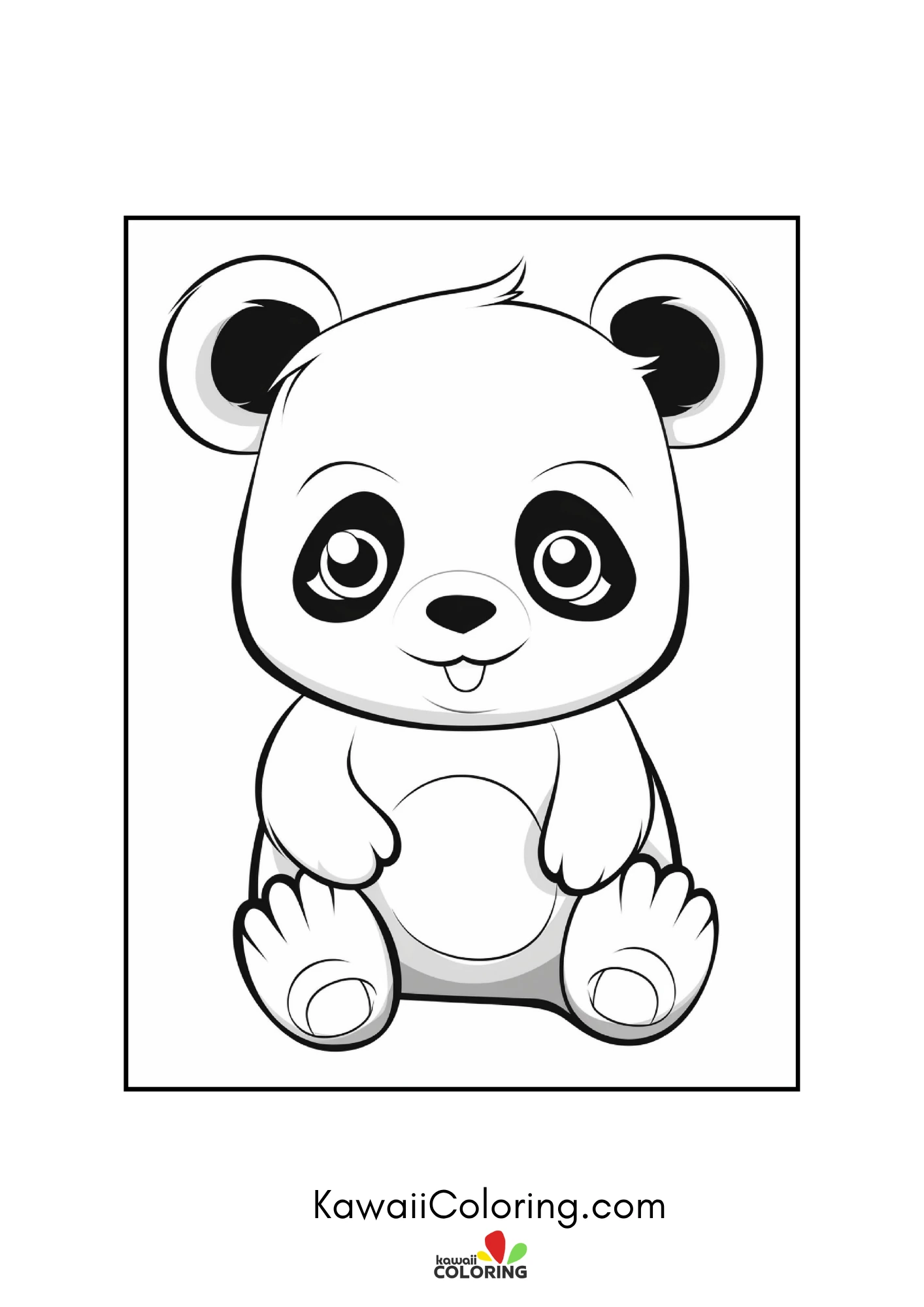 Cute panda sitting with bamboo
