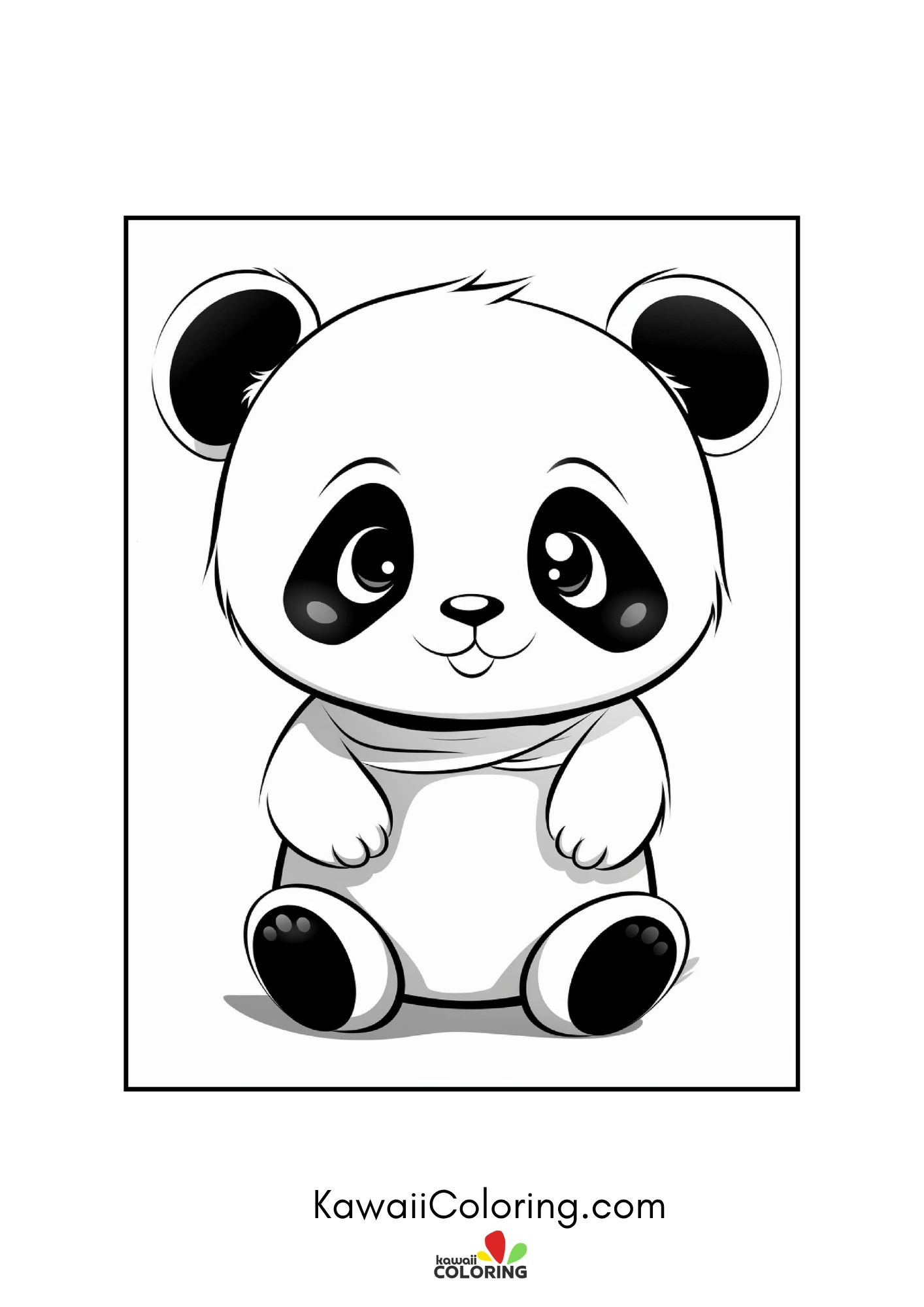 Kawaii panda holding bamboo shoots