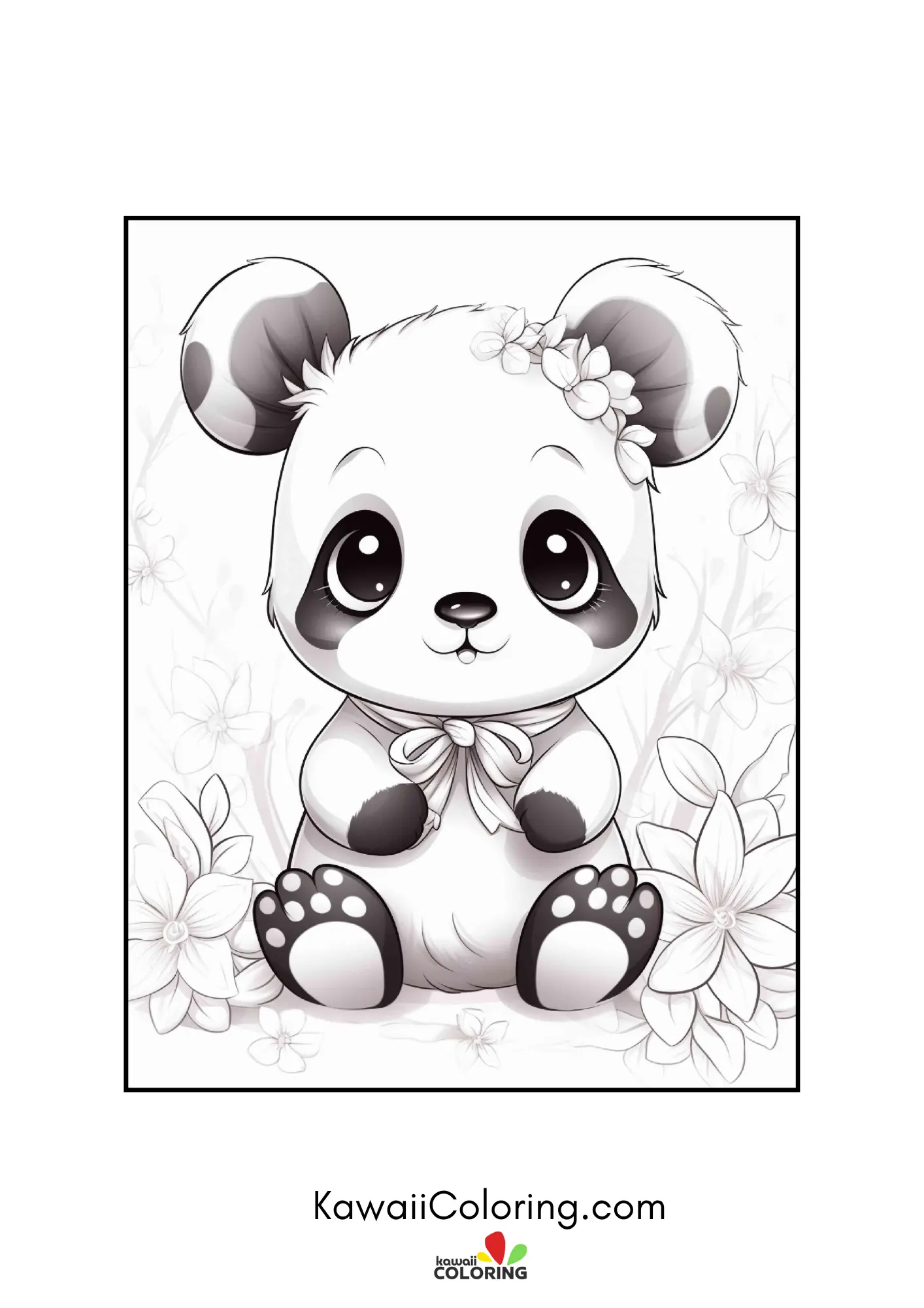 Cute panda sitting with bamboo