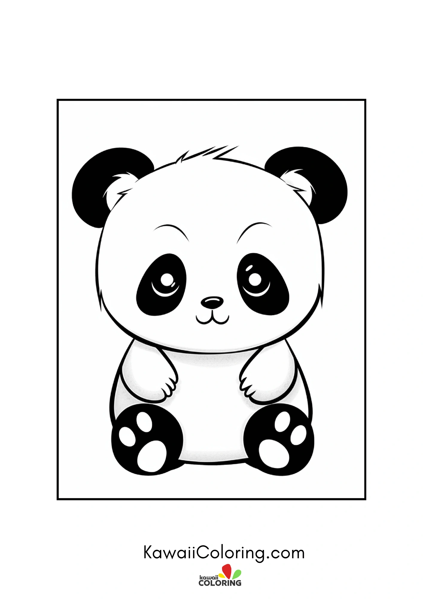Kawaii panda holding bamboo shoots