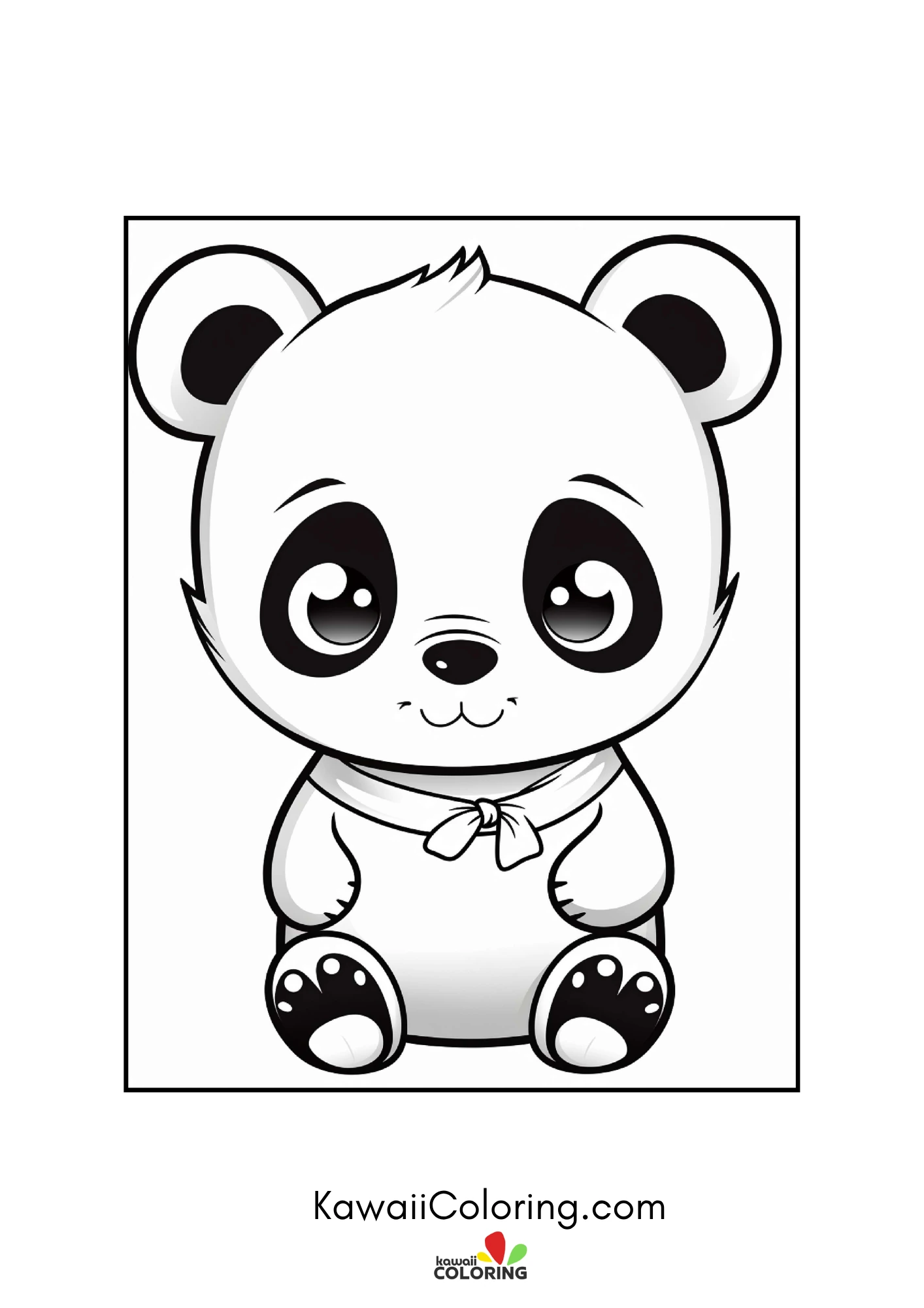 Round panda face with simple nature details