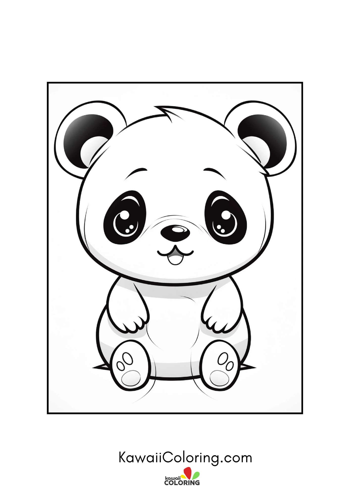 Cute panda sitting with bamboo