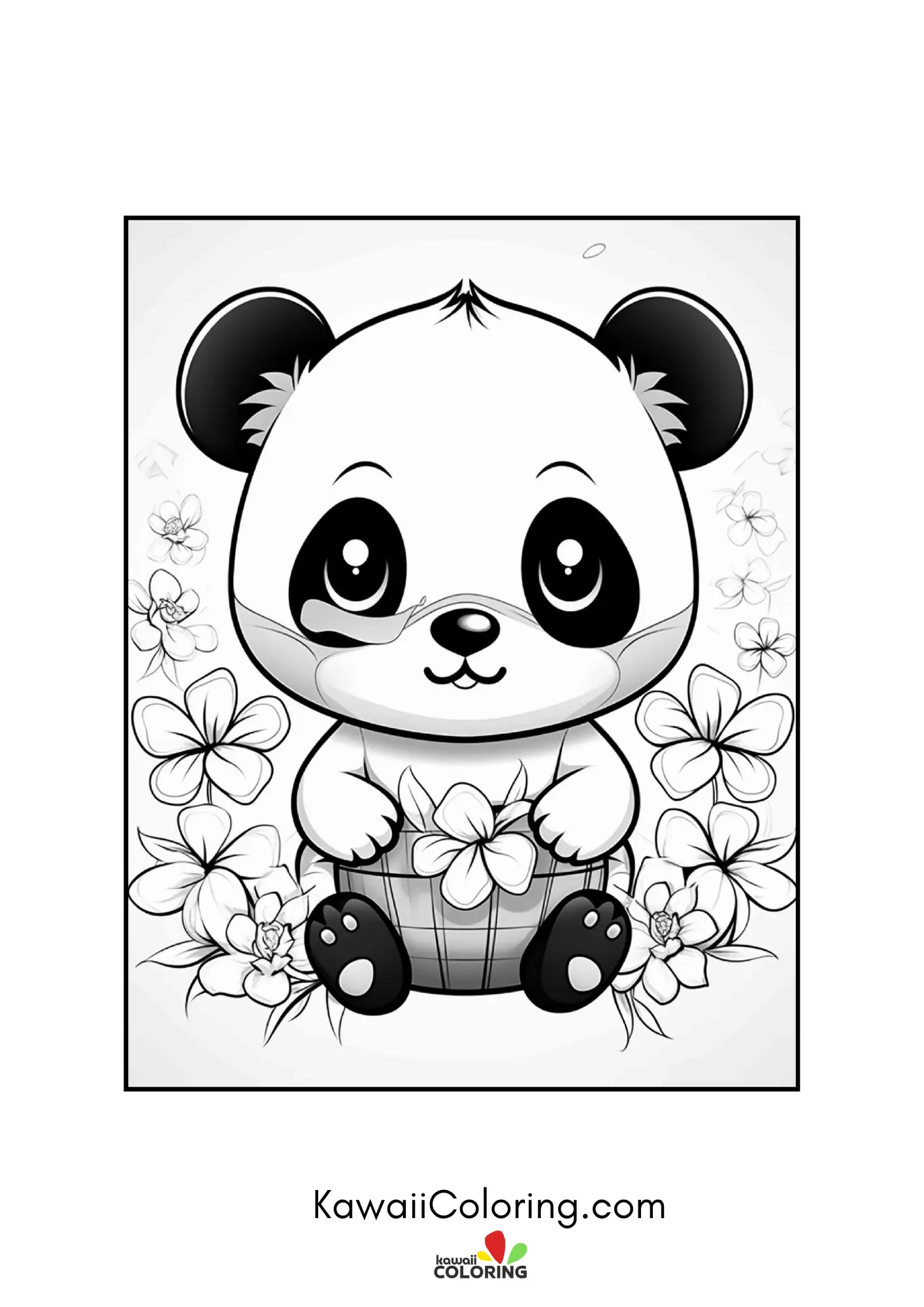 Kawaii panda holding bamboo shoots