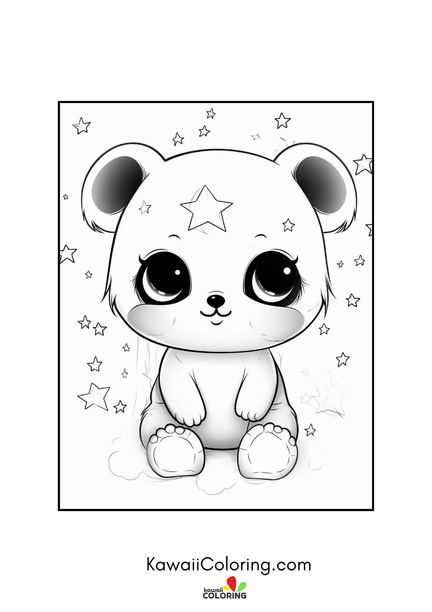 Round panda face with simple nature details