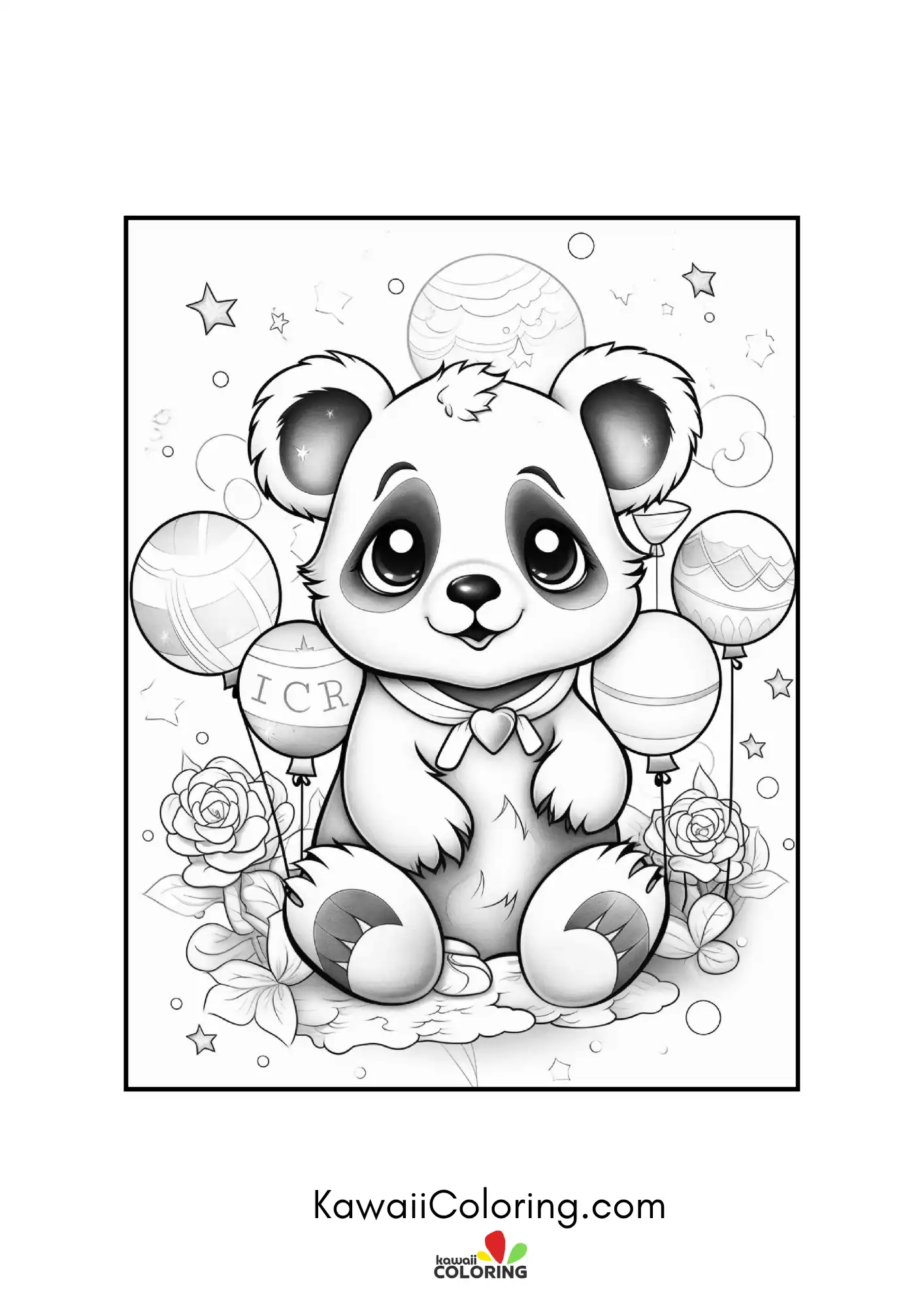 Cute panda sitting with bamboo