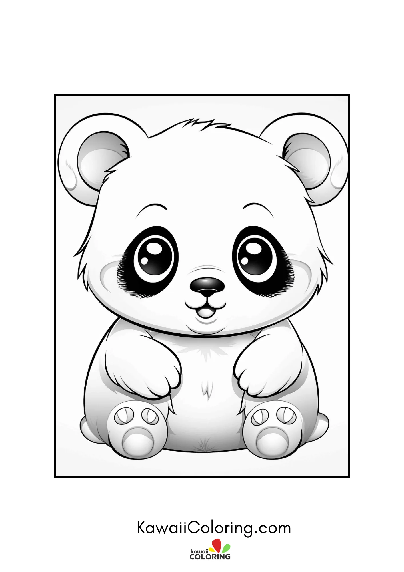 Kawaii panda holding bamboo shoots
