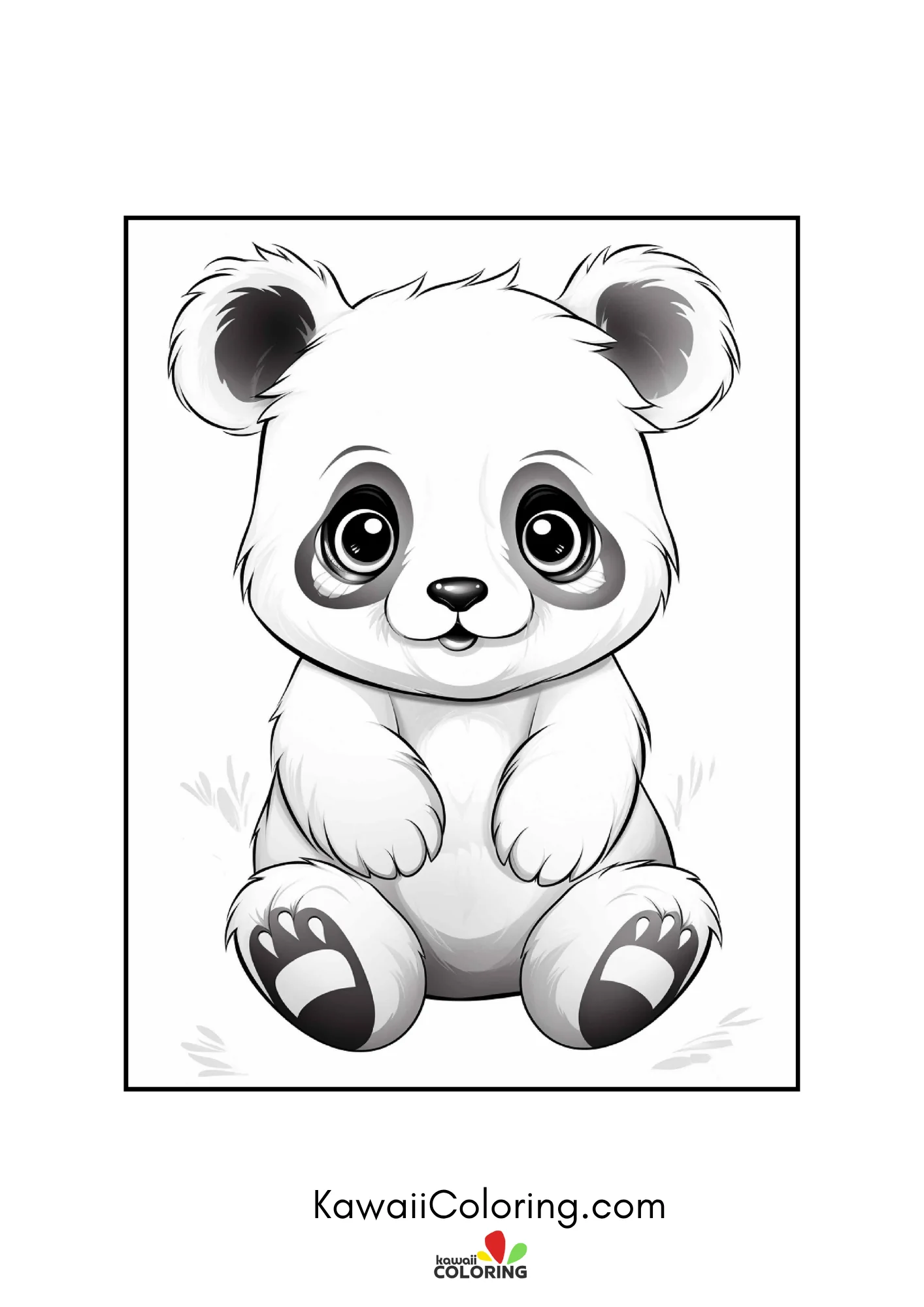 Cute panda sitting with bamboo