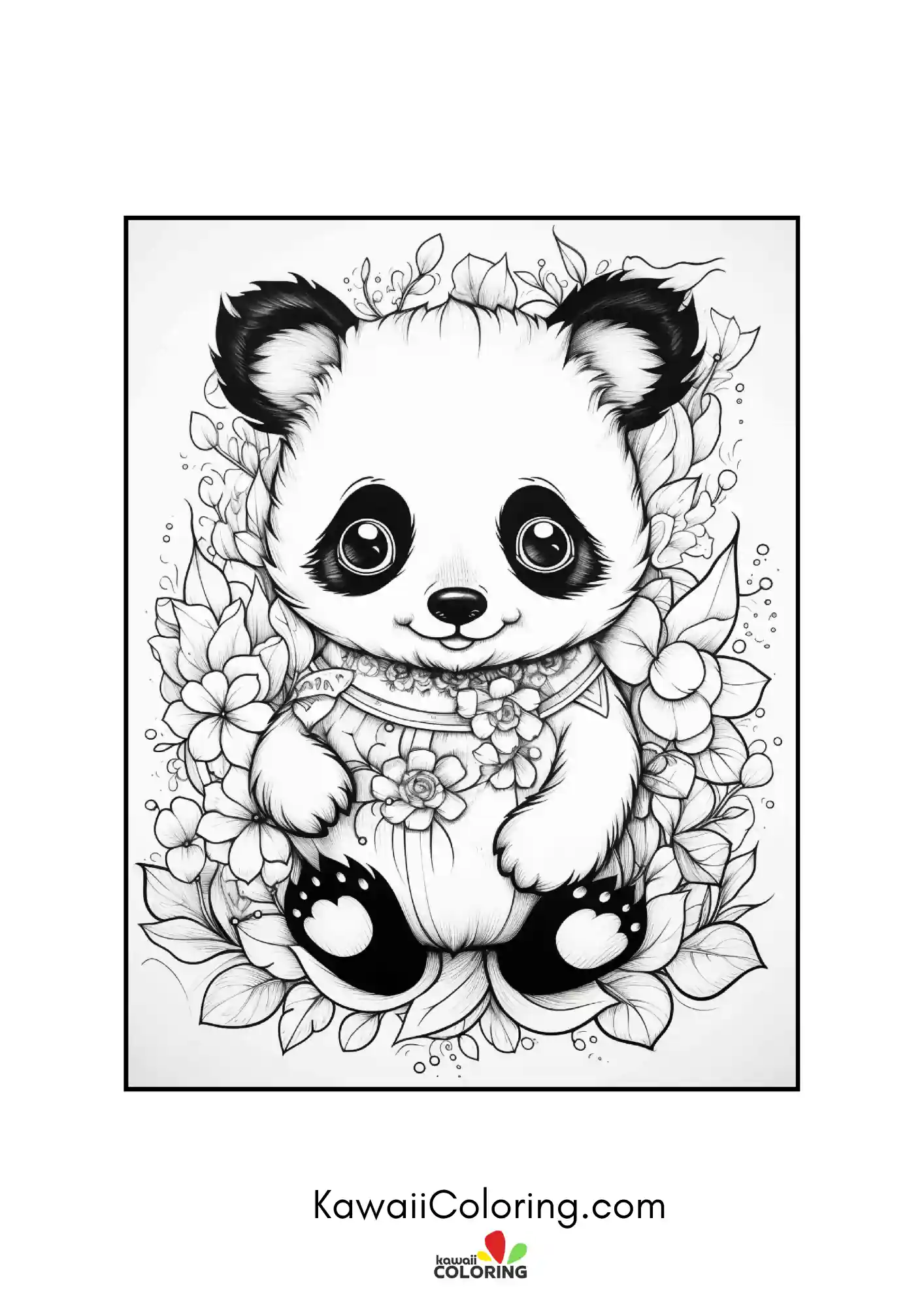 Kawaii panda holding bamboo shoots